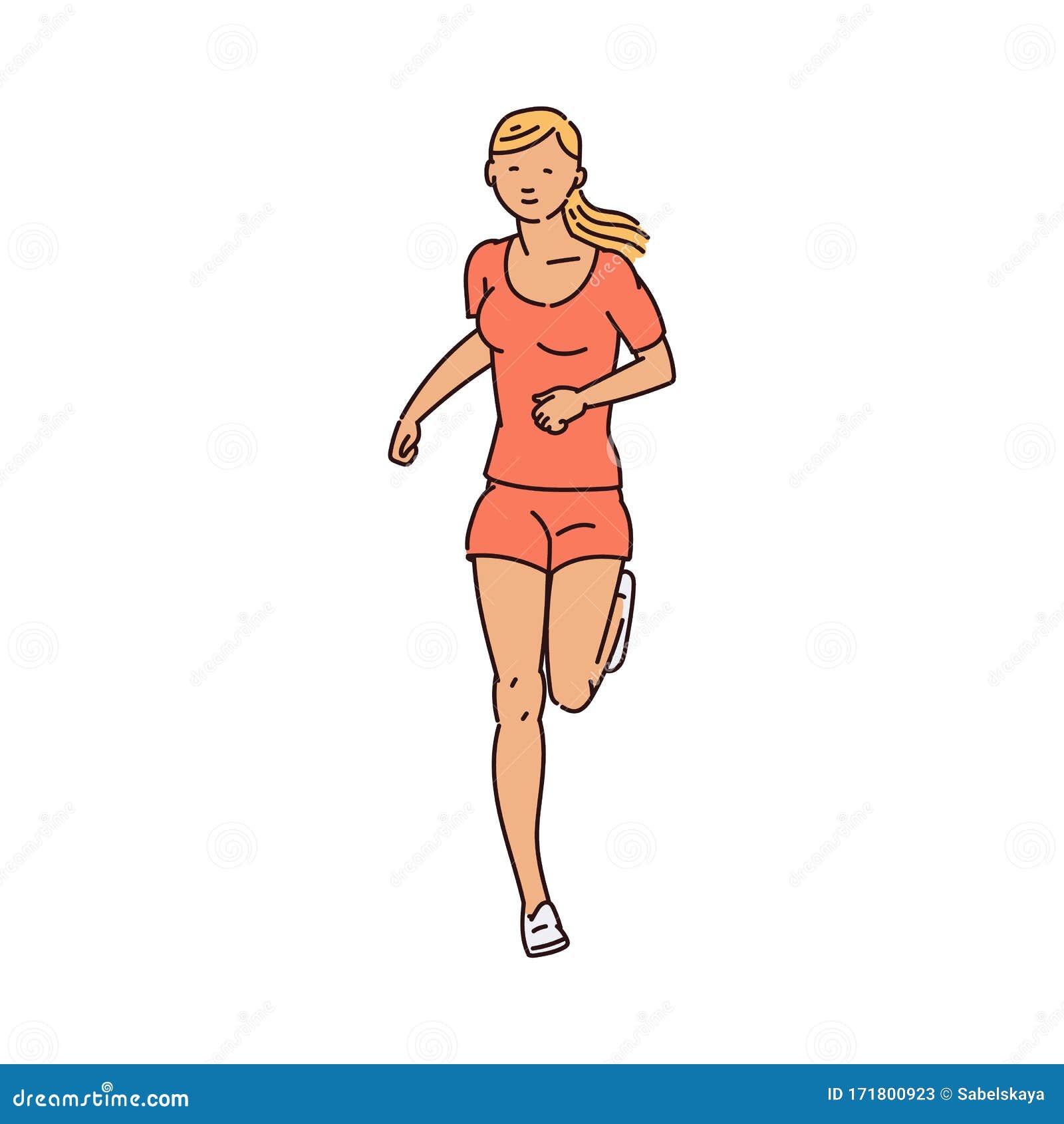Cartoon Woman Running Forward Seen from Front View Stock Vector -  Illustration of forward, speed: 171800923