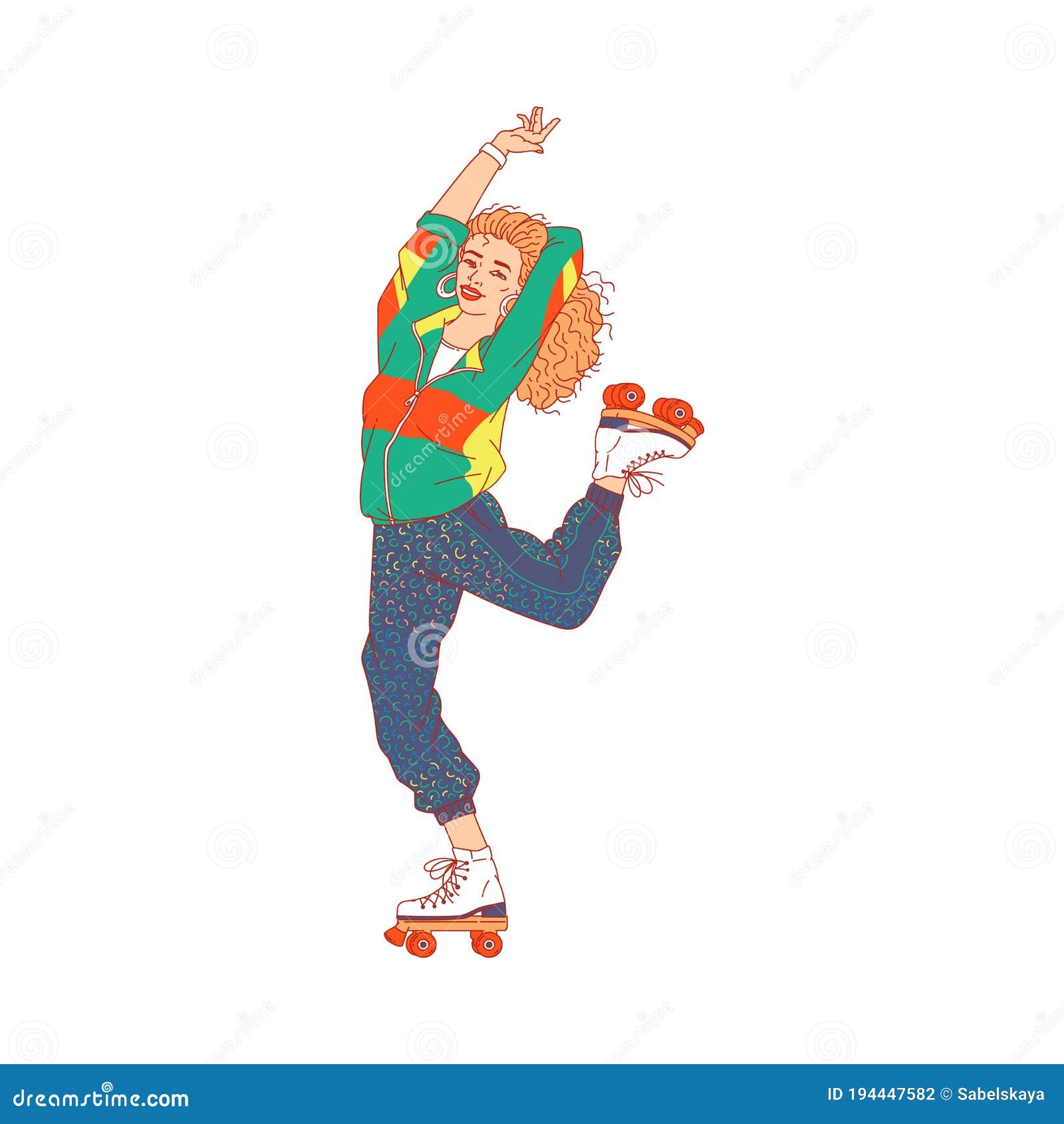 Cartoon Woman in 80s Disco Style Fashion Skating in Rollerblades and  Dancing Stock Vector - Illustration of rollerblades, color: 194447582