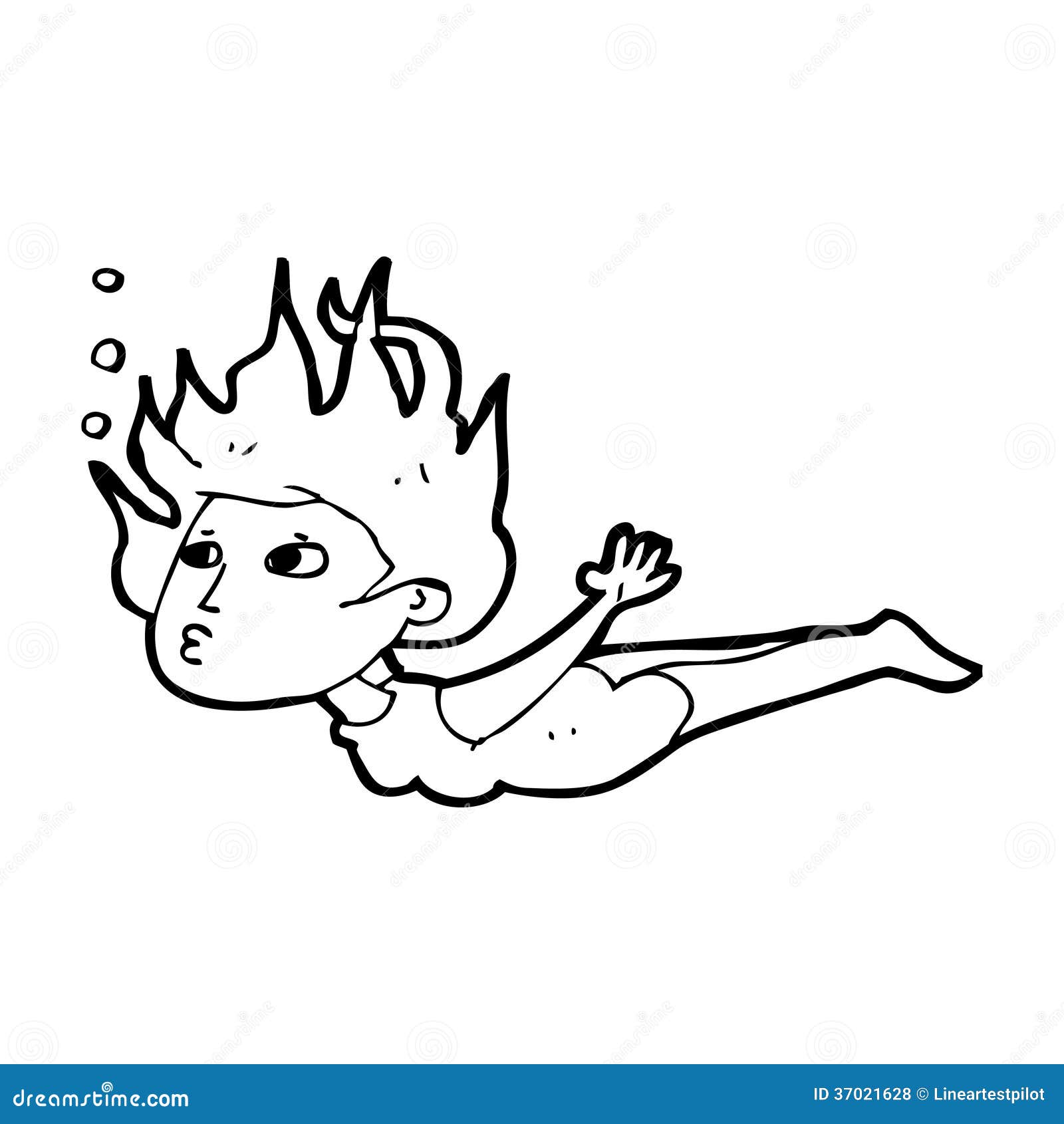 Cartoon Woman Swimming Underwater Stock Illustration - Illustration of  drawn, female: 37021628