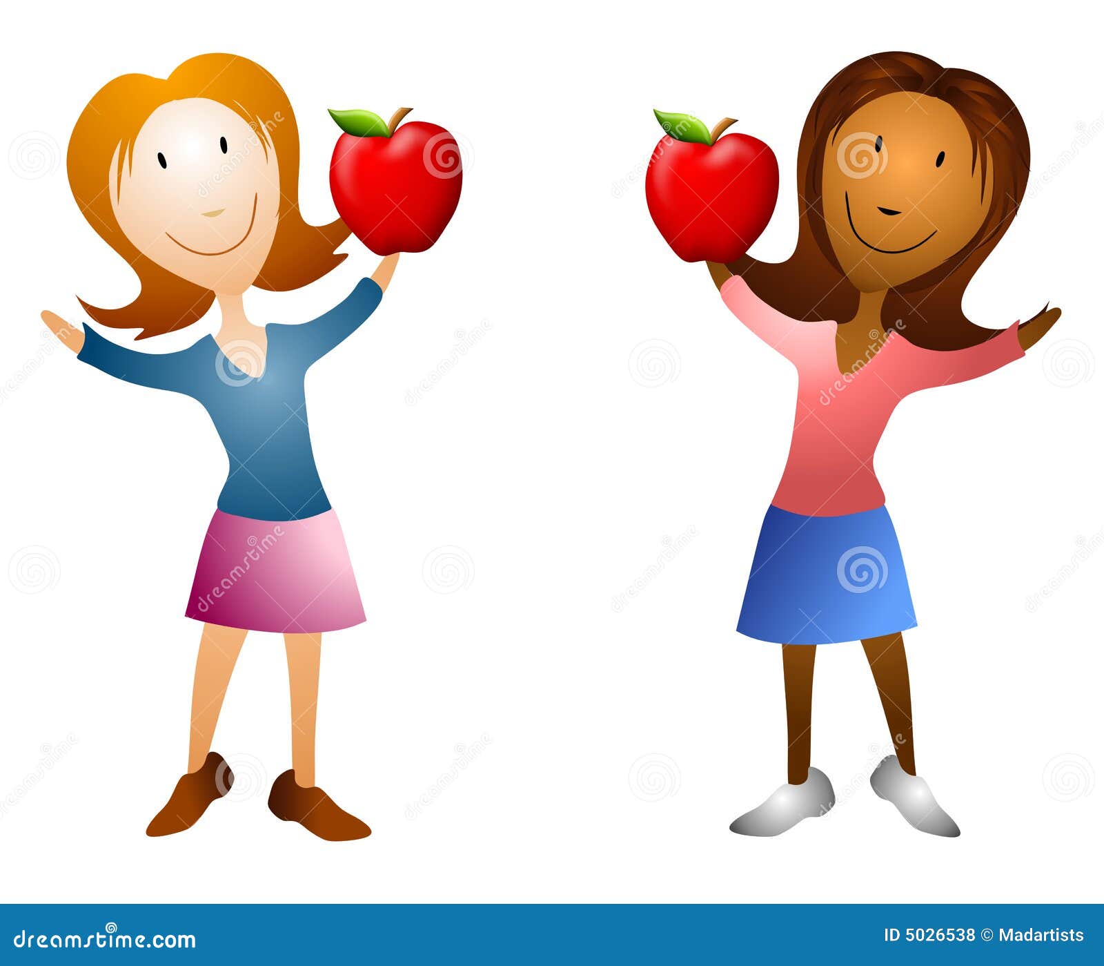 Cartoon Women Holding Apples Stock Illustration Illustration of