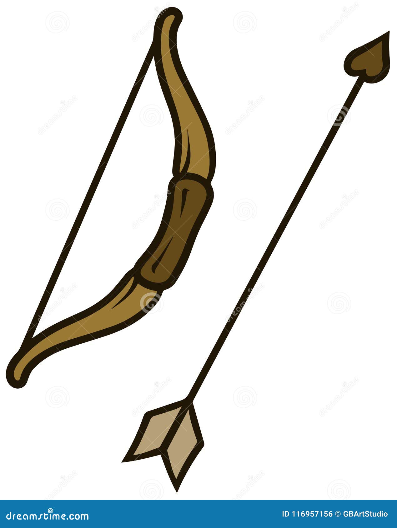 Cartoon Wooden Bow and Arrow with Heart Stock Vector - Illustration of  hunter, sharp: 116957156