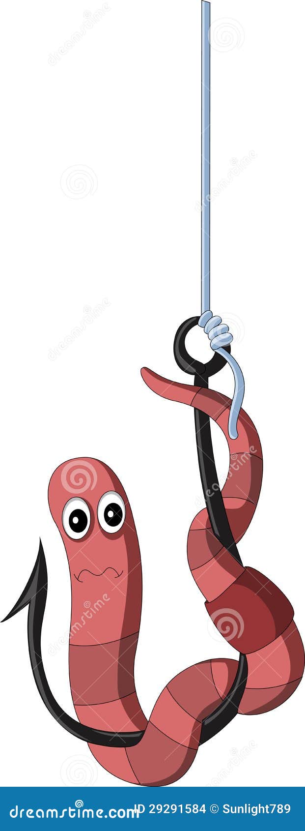 Cartoon worm on a hook stock illustration. Illustration of cute - 29291584