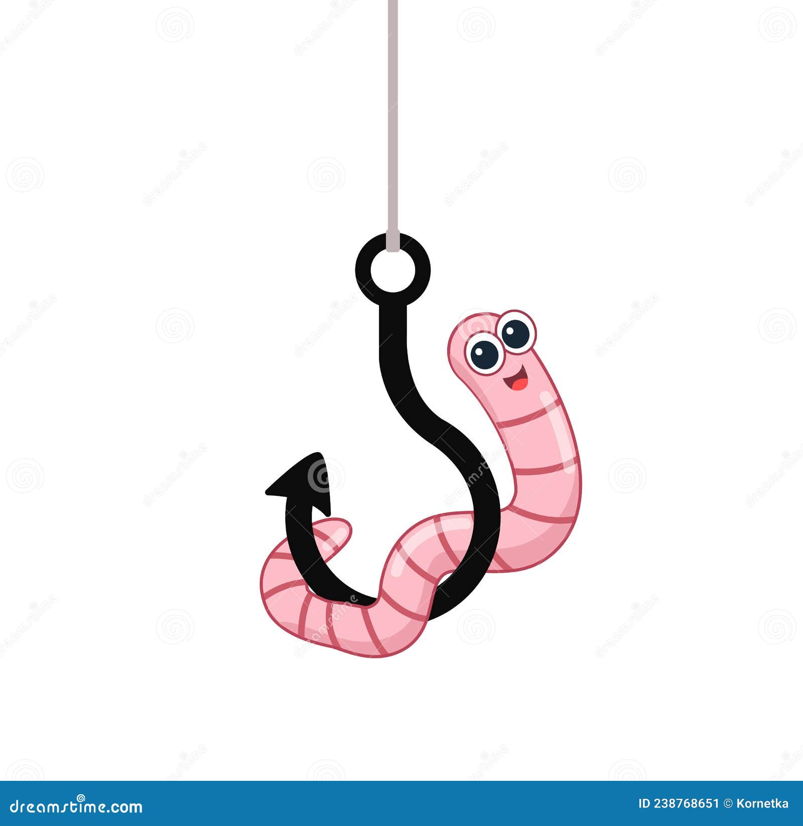 Cartoon Worm on a Hook. Emotion Smile Stock Vector - Illustration of  vector, white: 238768651