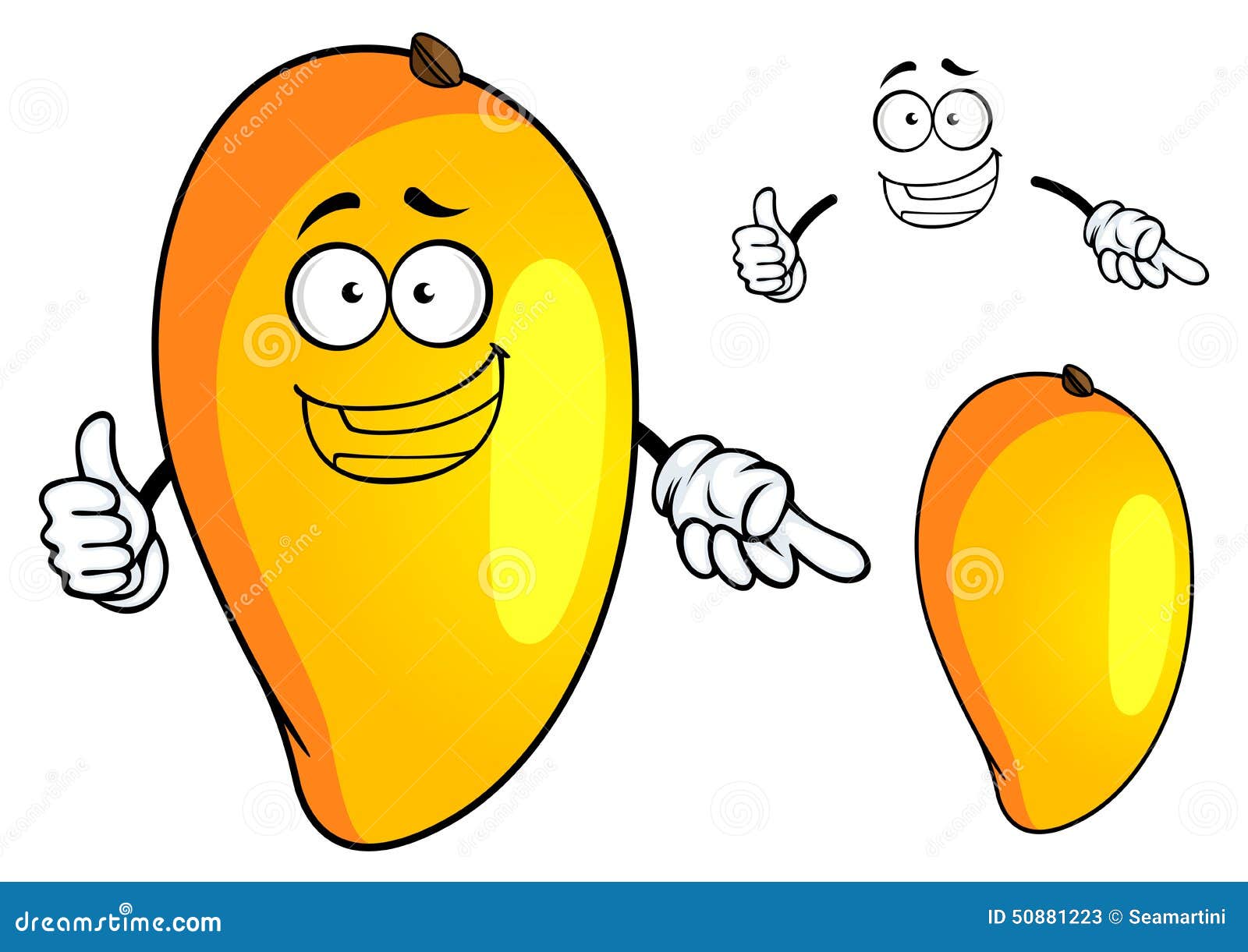 Cartoon Yellow Mango Fruit Character Stock Vector - Illustration of food,  meal: 50881223
