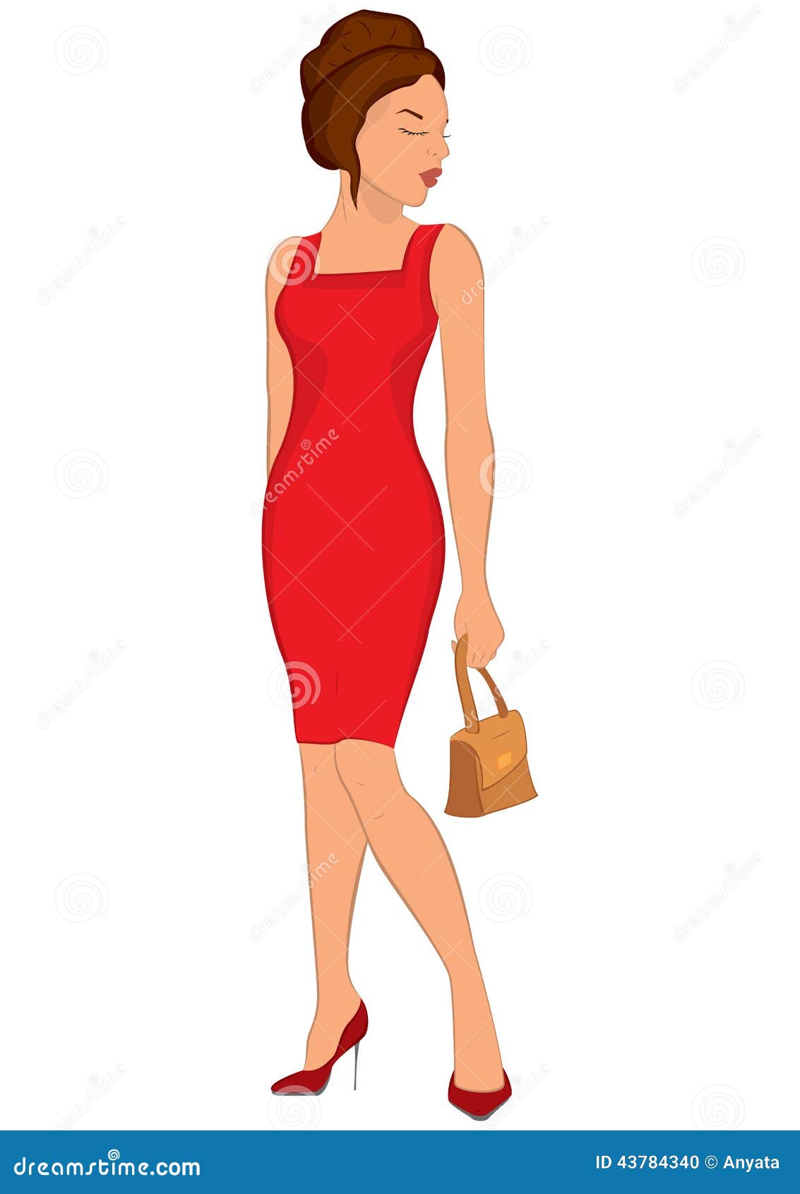 Cartoon Young Woman in Red Dress and Closed Eyes Stock Vector - Illustration of character, retro: 43784340 Cartoon Young Woman in Red Dress and Closed Eyes Stock Vector - Illustration of character, retro: 43784340