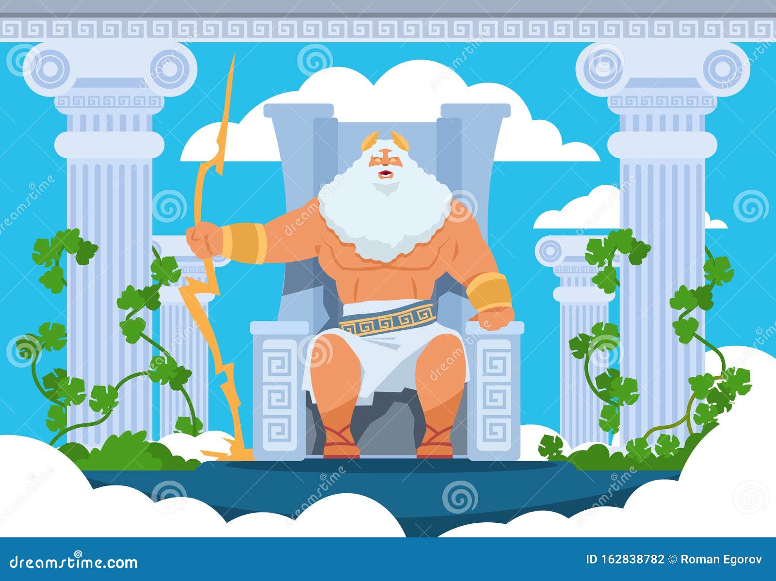 Cartoon Zeus. Legendary God Character of Ancient Greek Mythology on Olympus  Mountain Stock Vector - Illustration of destiny, greek: 162838782