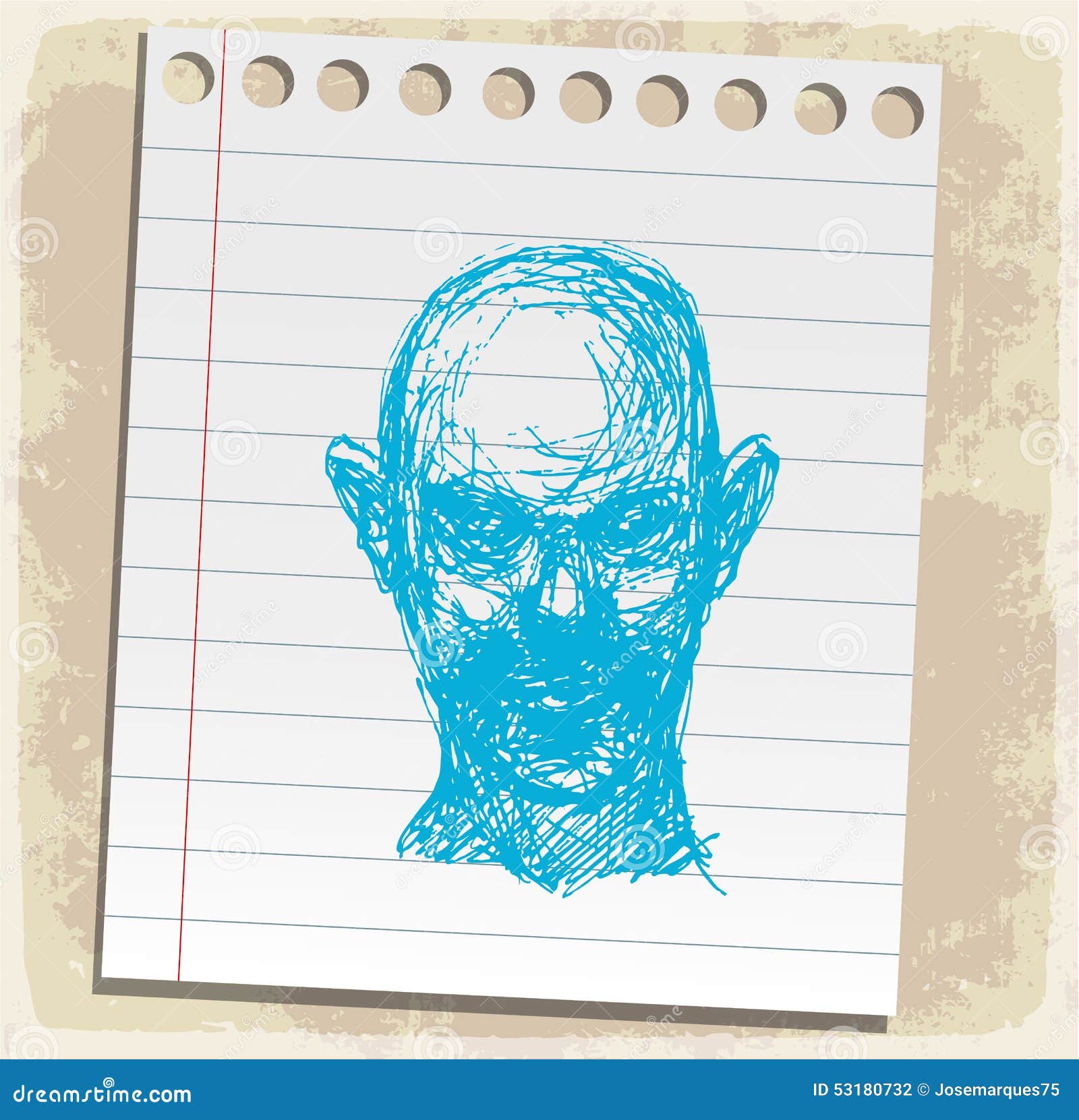 cartoon zombi on paper note,  