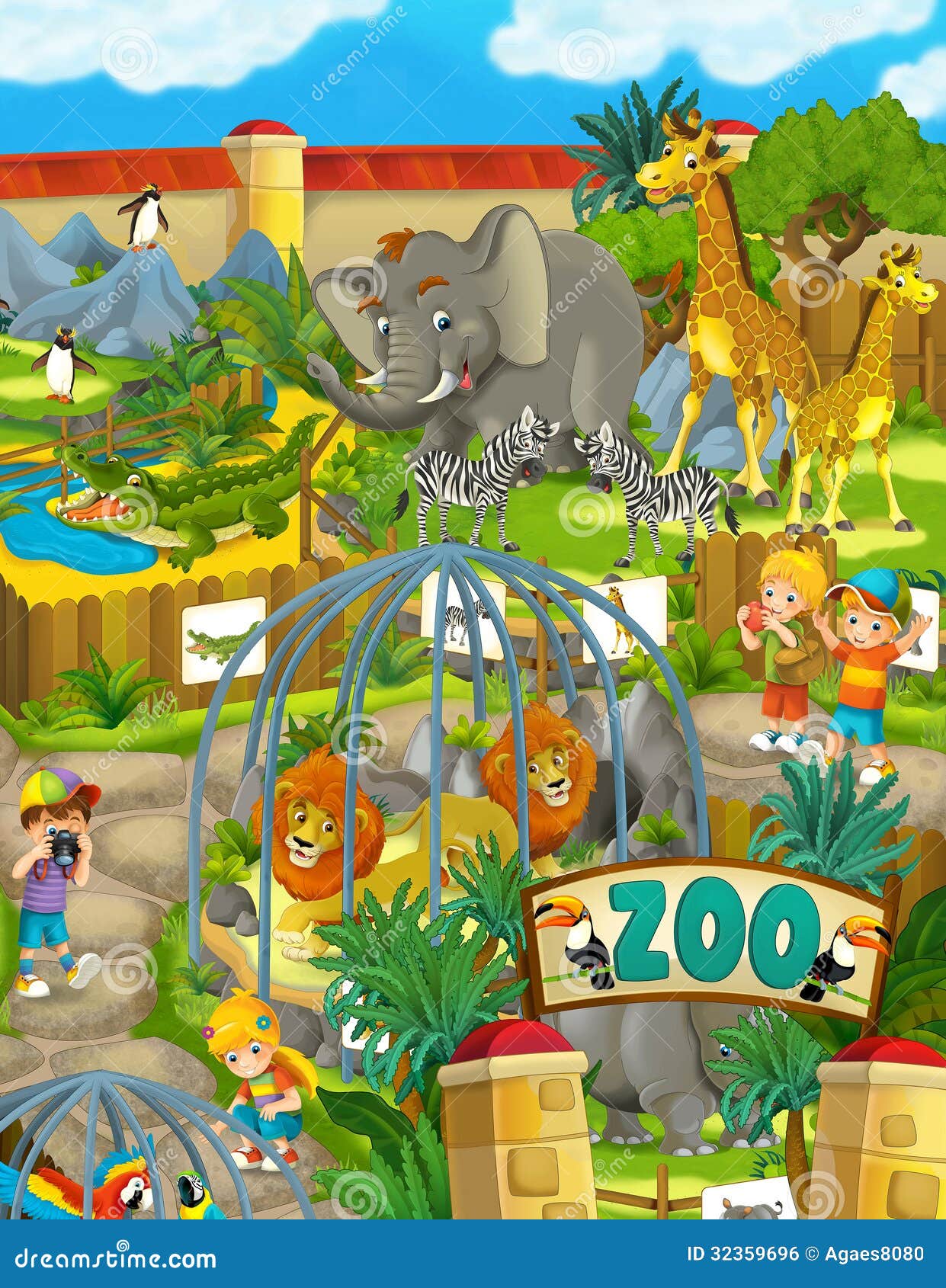 Cartoon Zoo - Amusement Park - Illustration for the Children Stock Illustration - Illustration of happy, colorful: 32359696 Cartoon Zoo - Amusement Park - Illustration for the Children Stock Illustration - Illustration of happy, colorful: 32359696