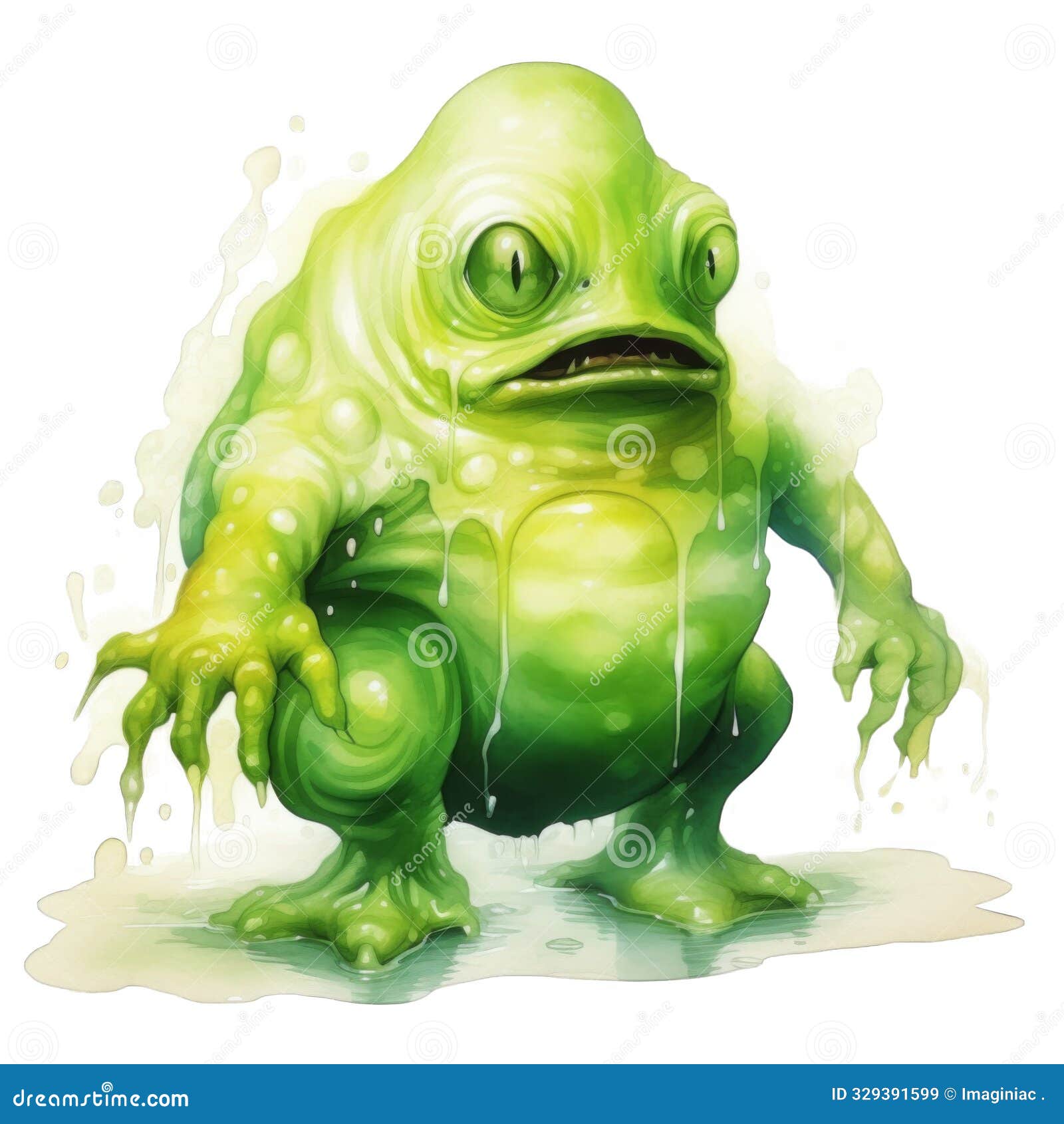 a slimy green creature with large eyes and a wide mouth