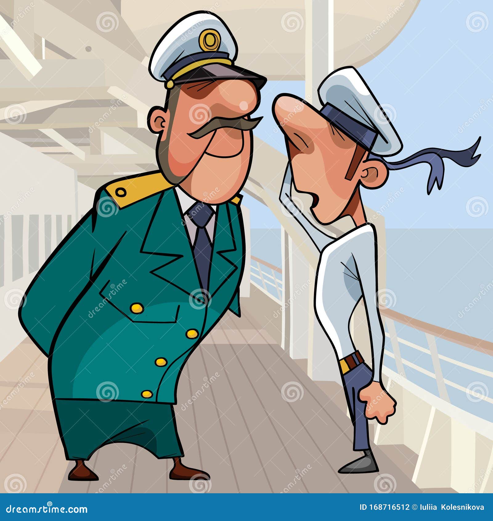 Cartoon Captain Sailor In Uniform On The Ship | CartoonDealer.com #16232009