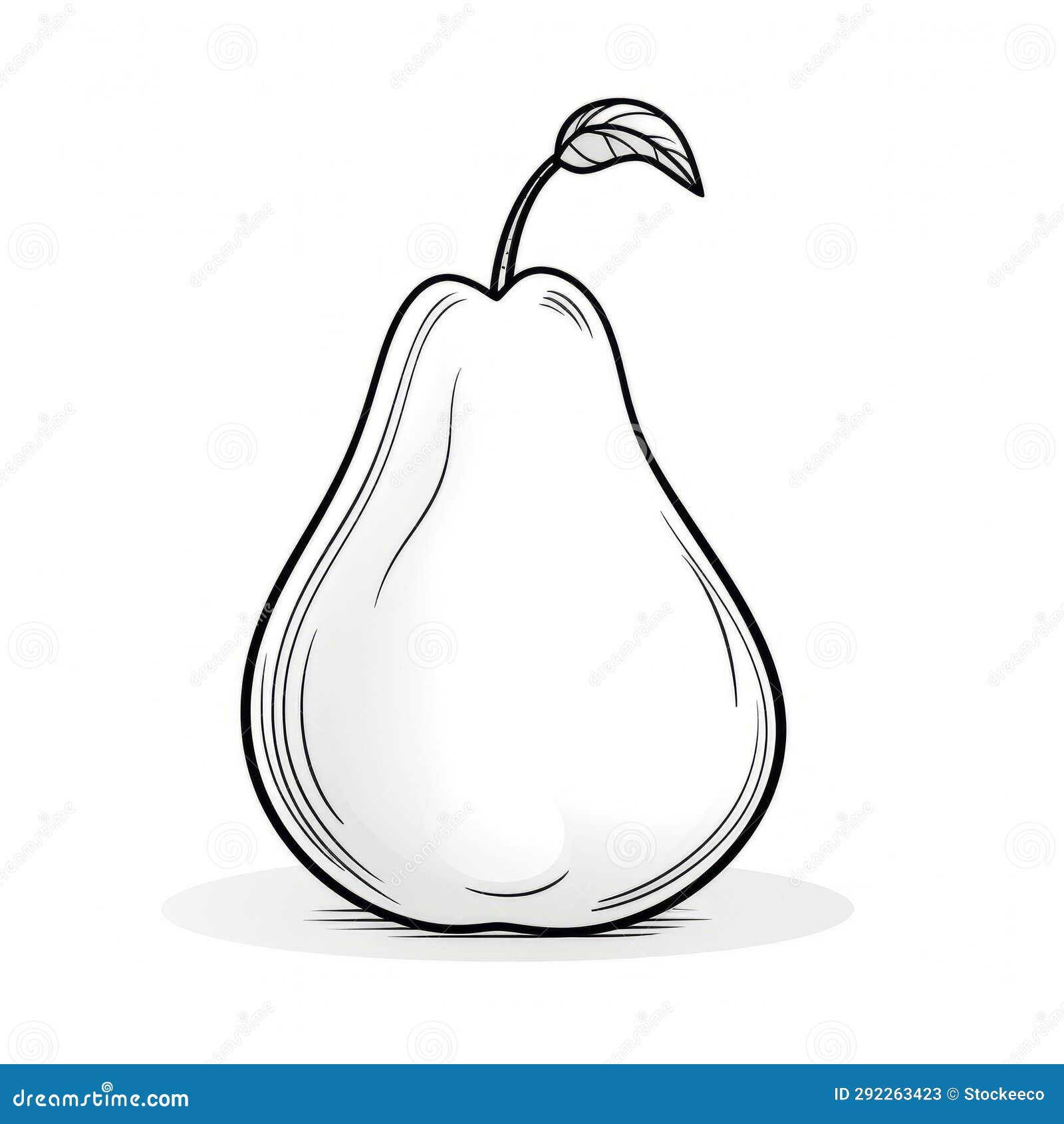 cartoony pear drawing with clean and sharp inking