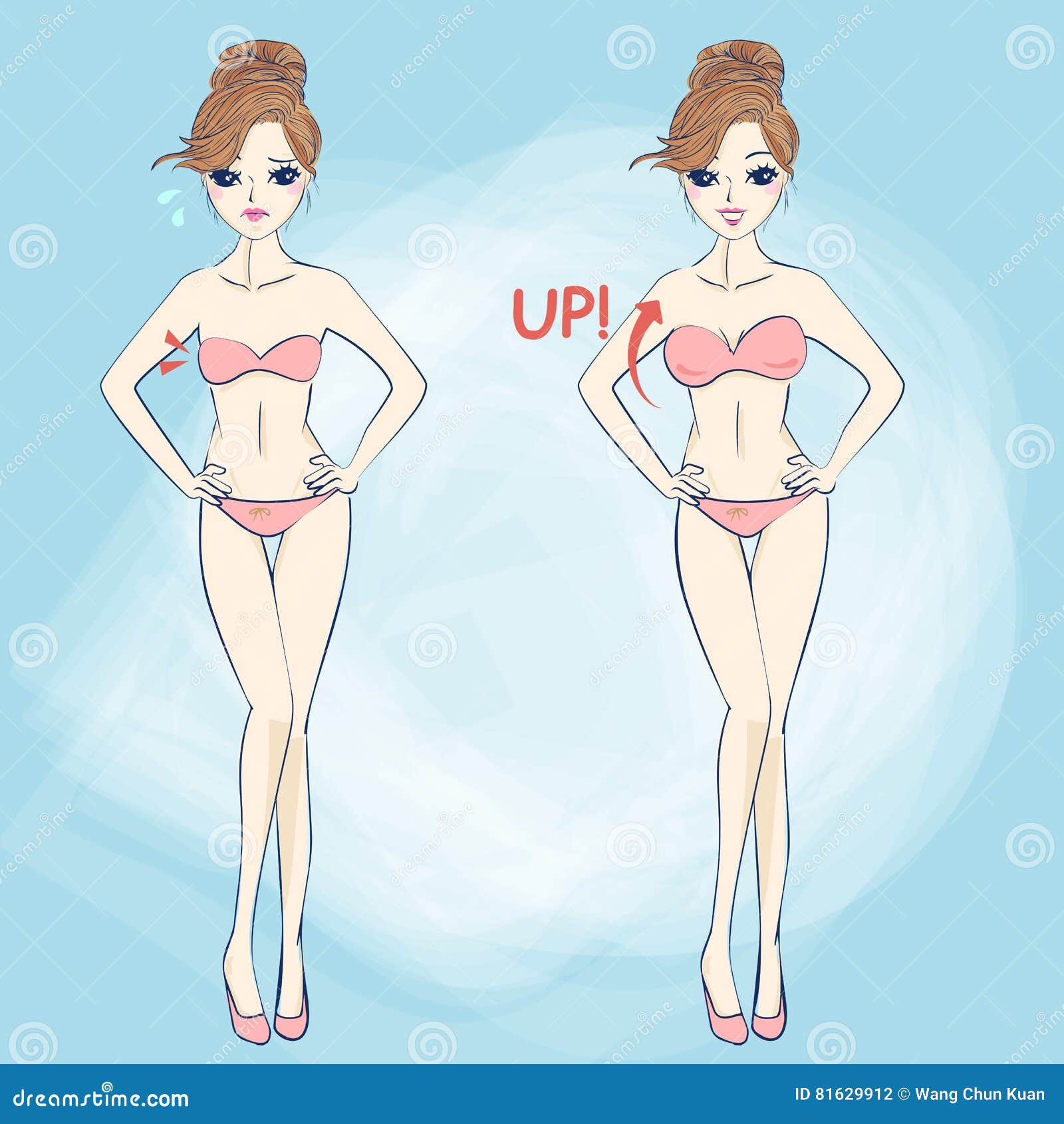 Cartooon Woman Different Cup Size Stock Vector - Illustration of abdomen,  design: 81629912