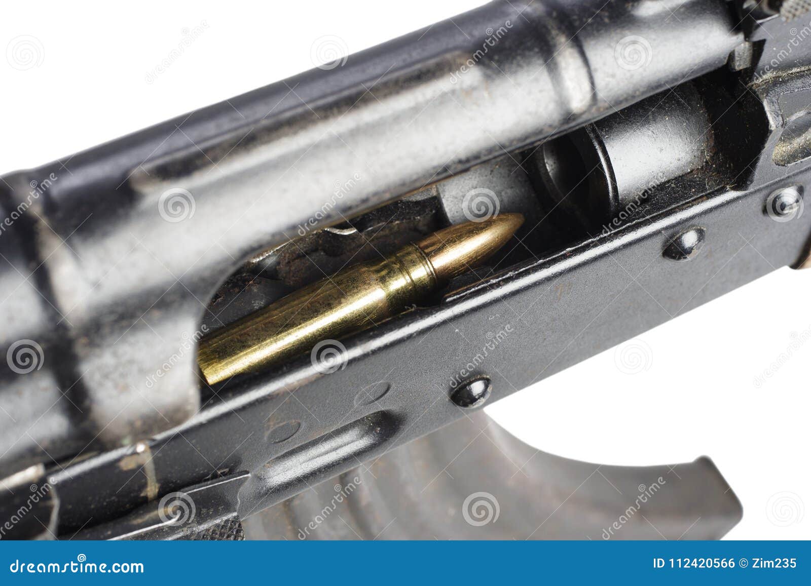 Cartridge in the receiver stock photo. Image of ammo 112420566