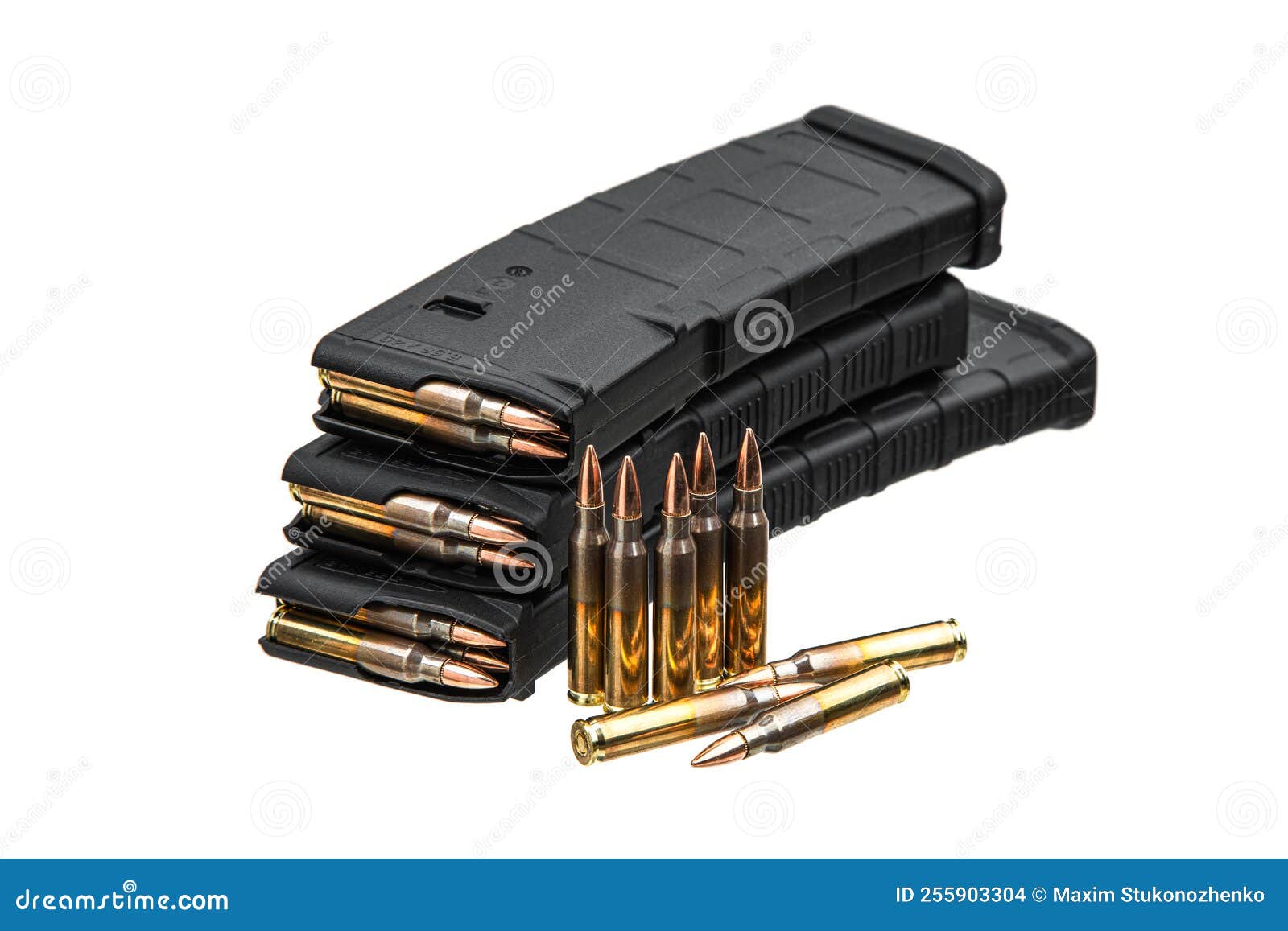 Cartridges and Clips for a Rifle or Carbine. Ammunition for Weapons Stock Photo Image of shell