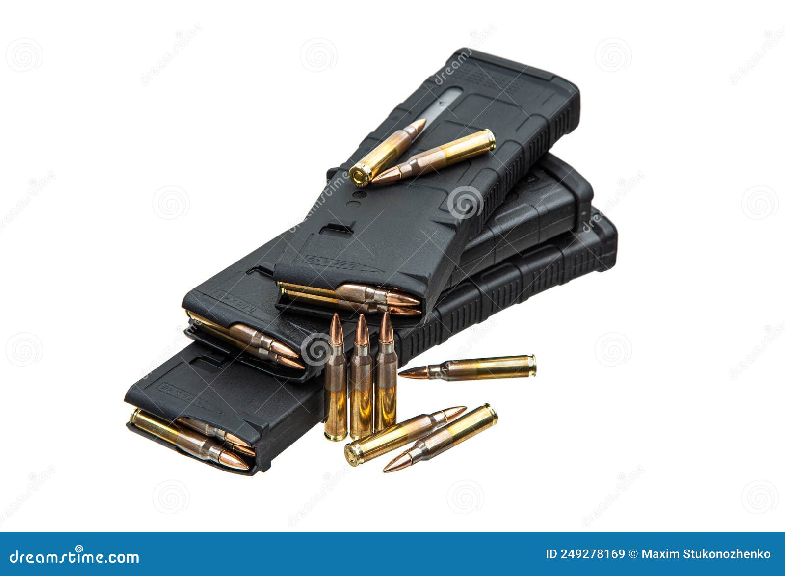 Cartridges and Clips for a Rifle or Carbine. Ammunition for Weapons