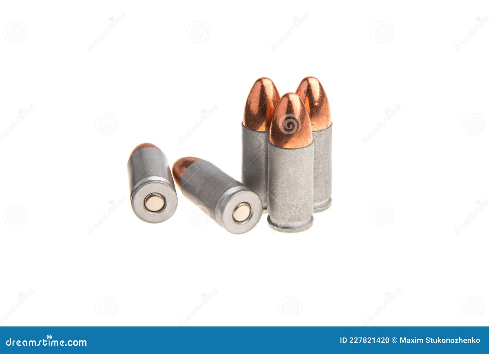 Cartridges for a Pistol Isolated on White Stock Photo Image of