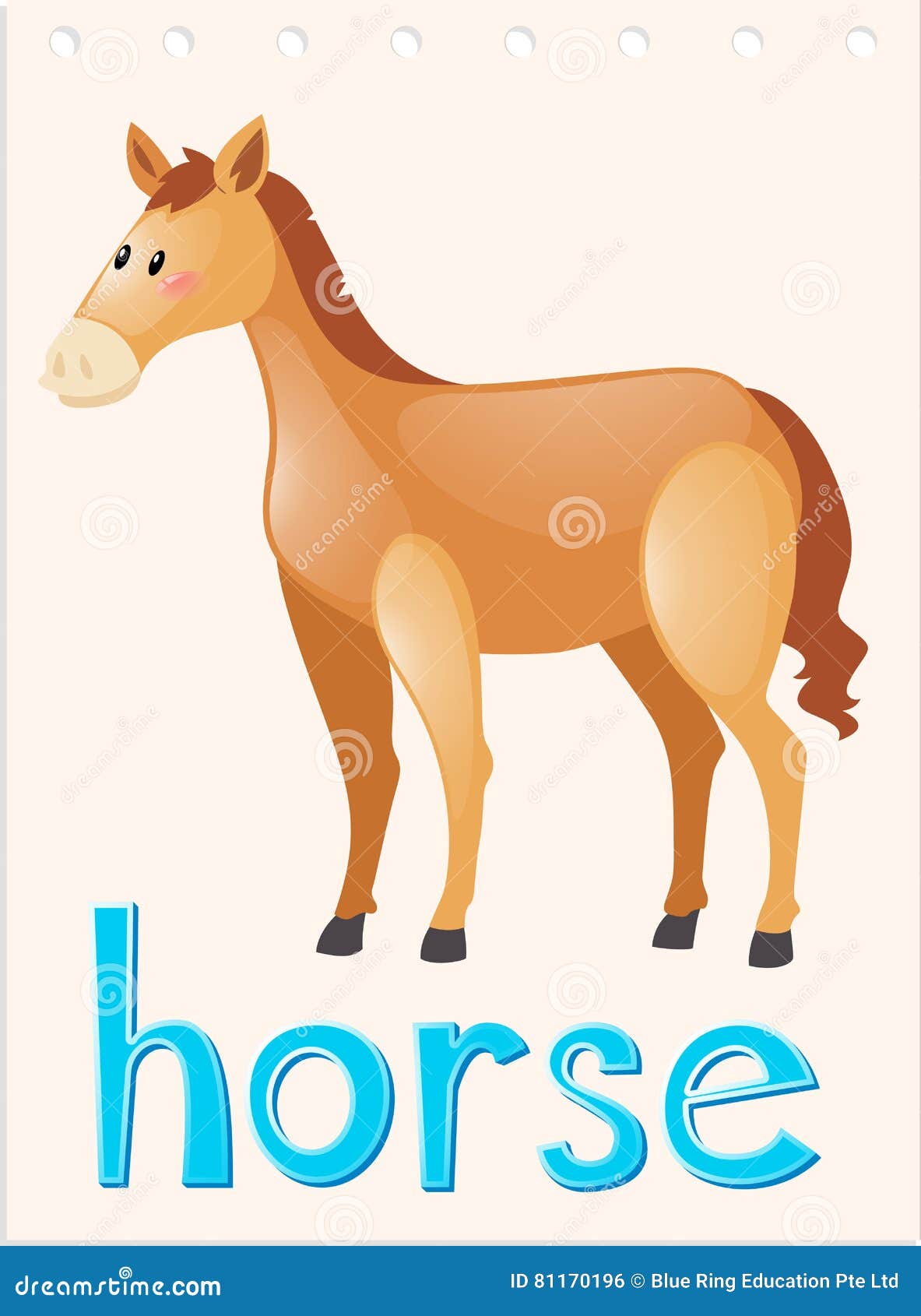 Cartão Da Palavra Com Cavalo Marrom Ilustração do Vetor Ilustração de