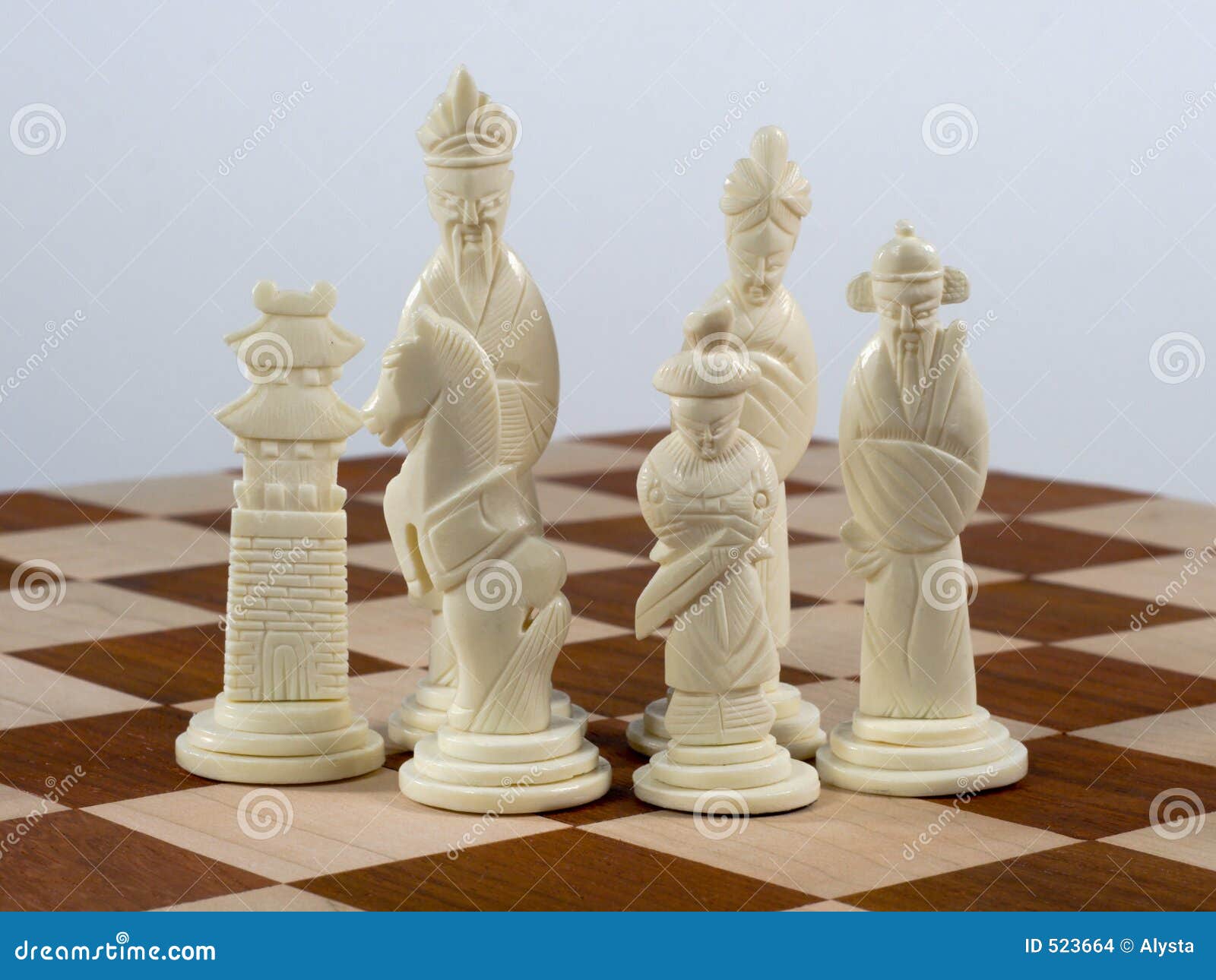 Carved Chinese Chess Set White Pieces Stock Photo Image 523664
