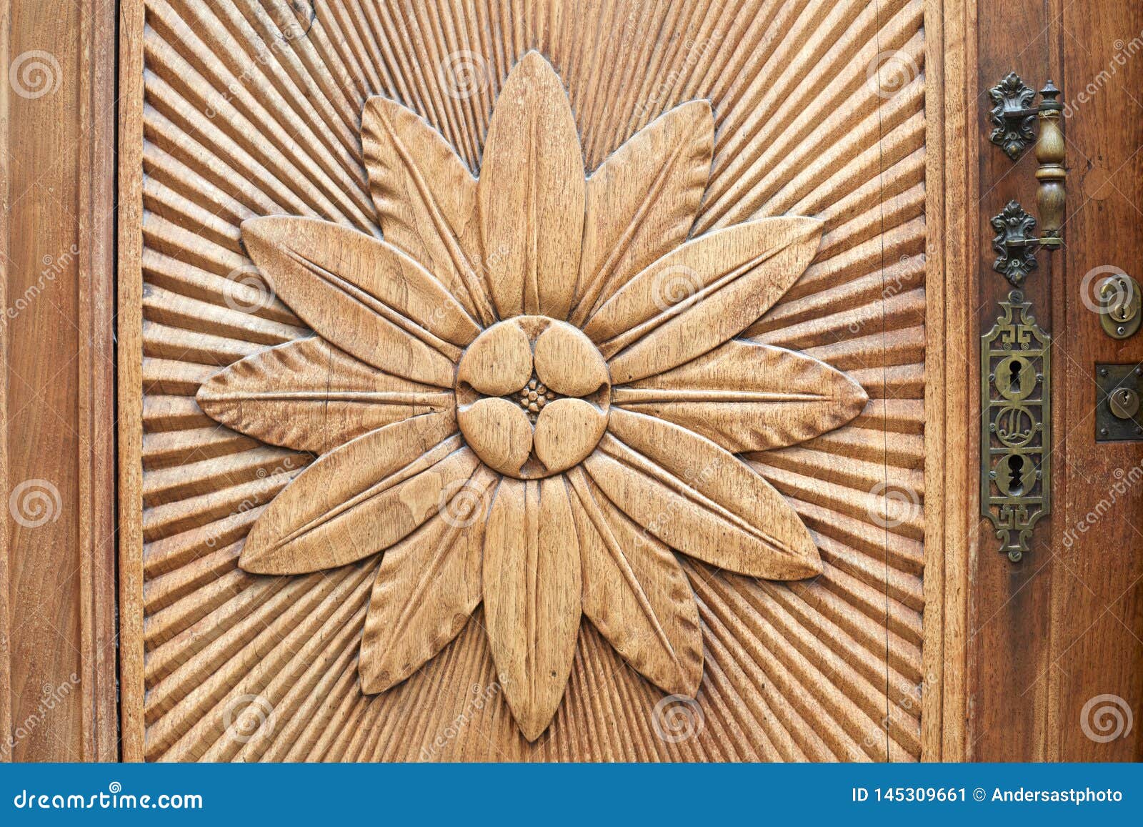 Carved Flower on Wooden Door Texture Background Stock Image ...