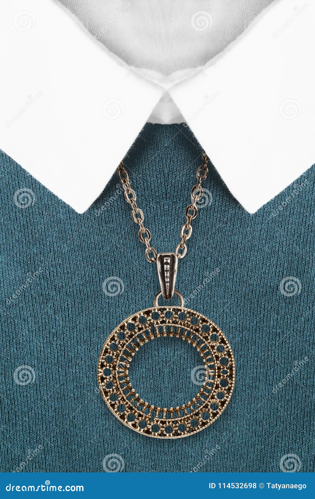 Necklace on shirt stock photo. Image of chain, knitwear - 114532698