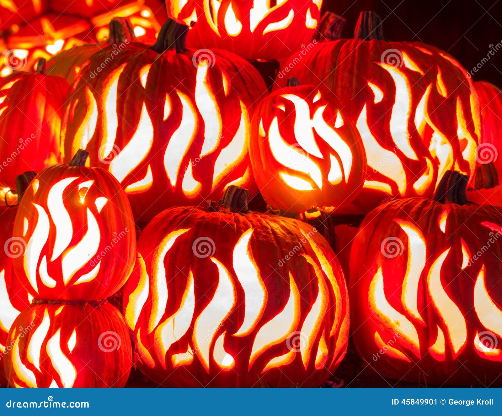 Carved Halloween Pumpkins stock image. Image of flames 45849901