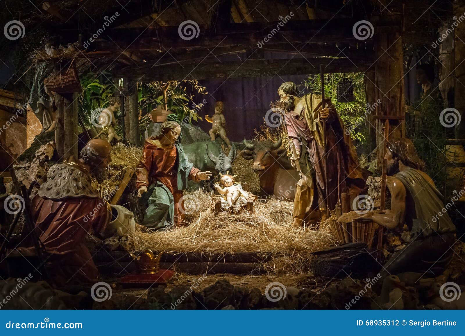 Carved nativity scene stock photo. Image of creche, holiday 68935312