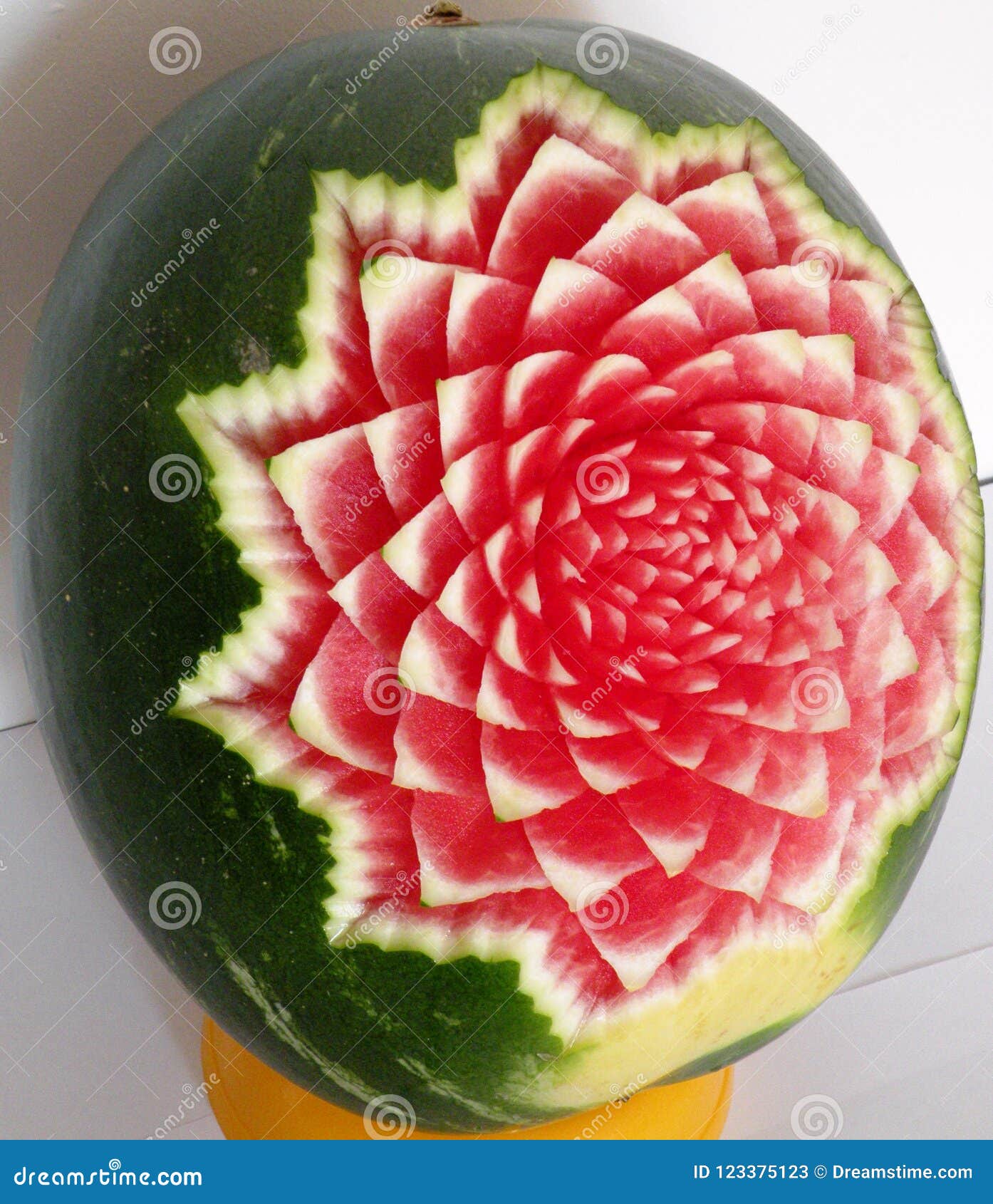 Carved Watermelon with Flower Stock Image Image of fruit, watermelon