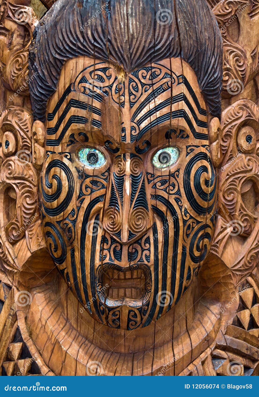 Carved Wooden Maori Board Stock Images - Image: 12056074