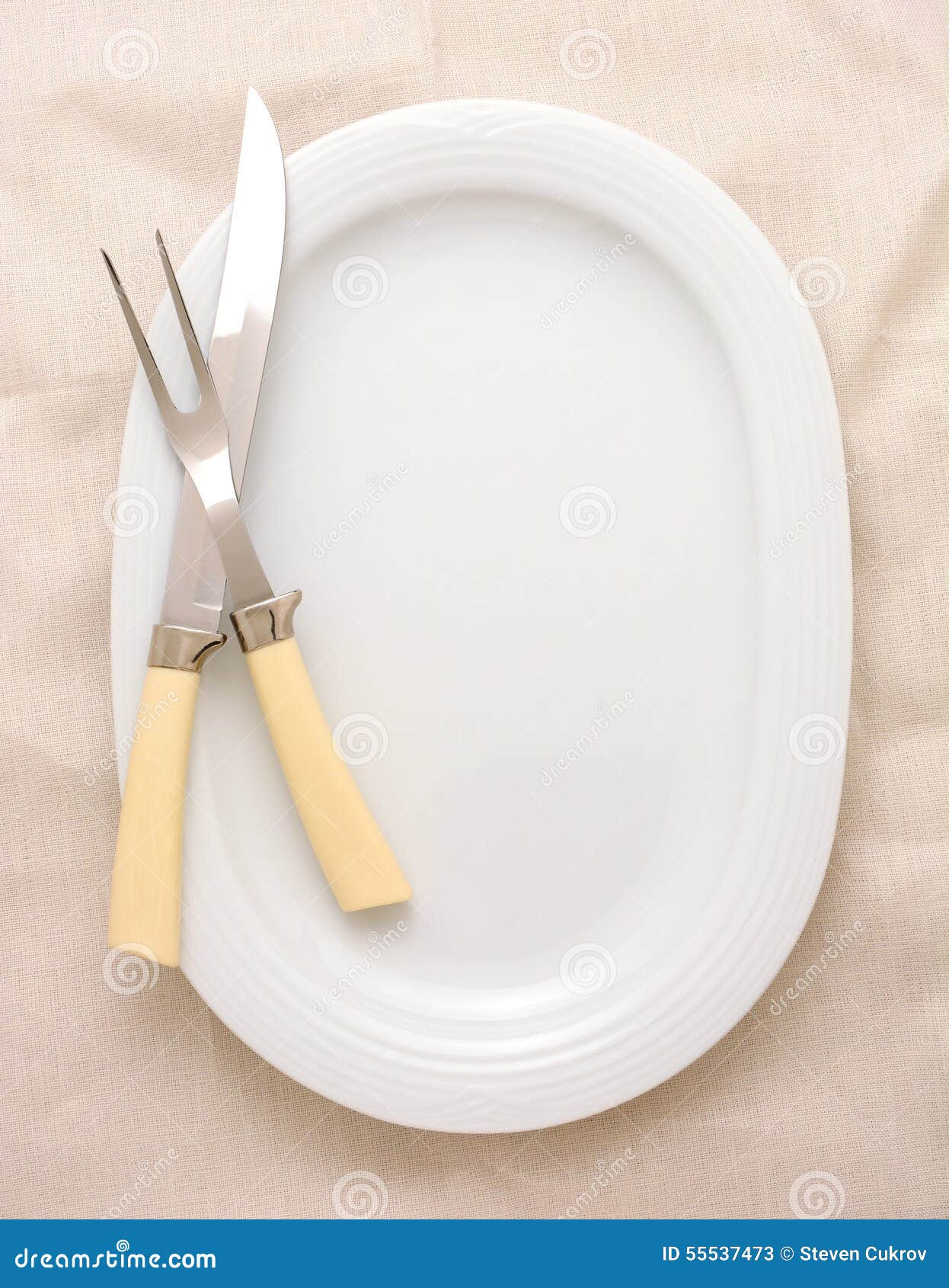 Carving Knife and Fork on Platter Stock Image Image of plate, fork 55537473