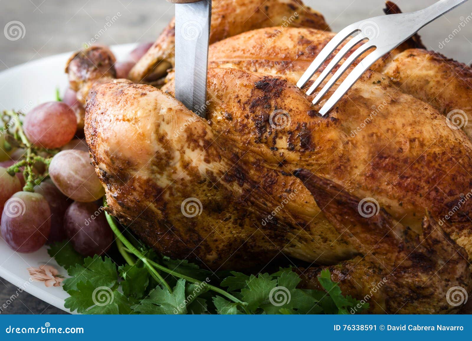 Carving the Thanksgiving Turkey Stock Image Image of garnished, salad