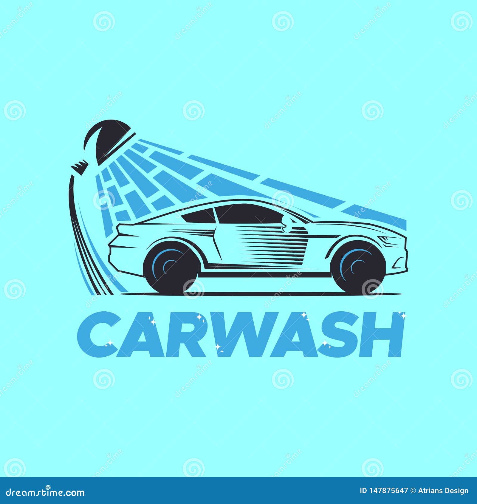 Carwash Logo, Car Logo, Vehicle Logo with Water Falls Stock Vector