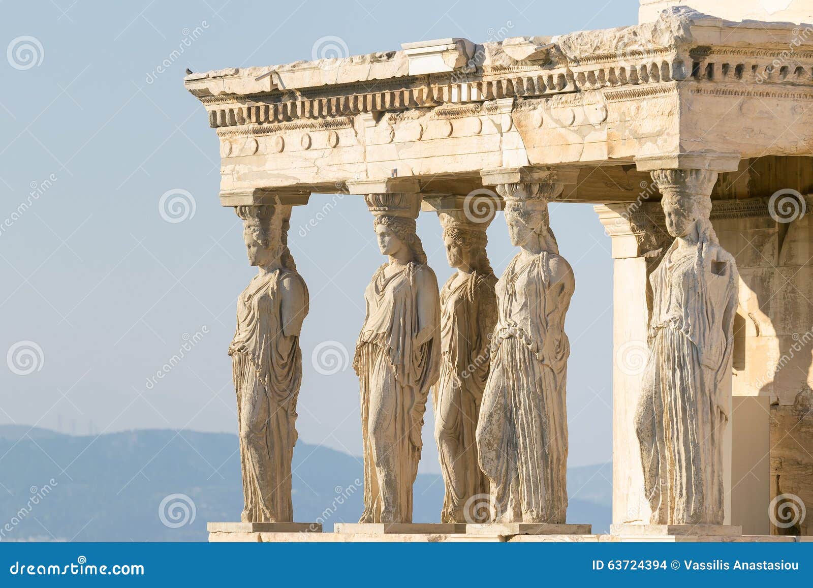 Caryatids Statues at Acropolis in Greece. Stock Photo Image of
