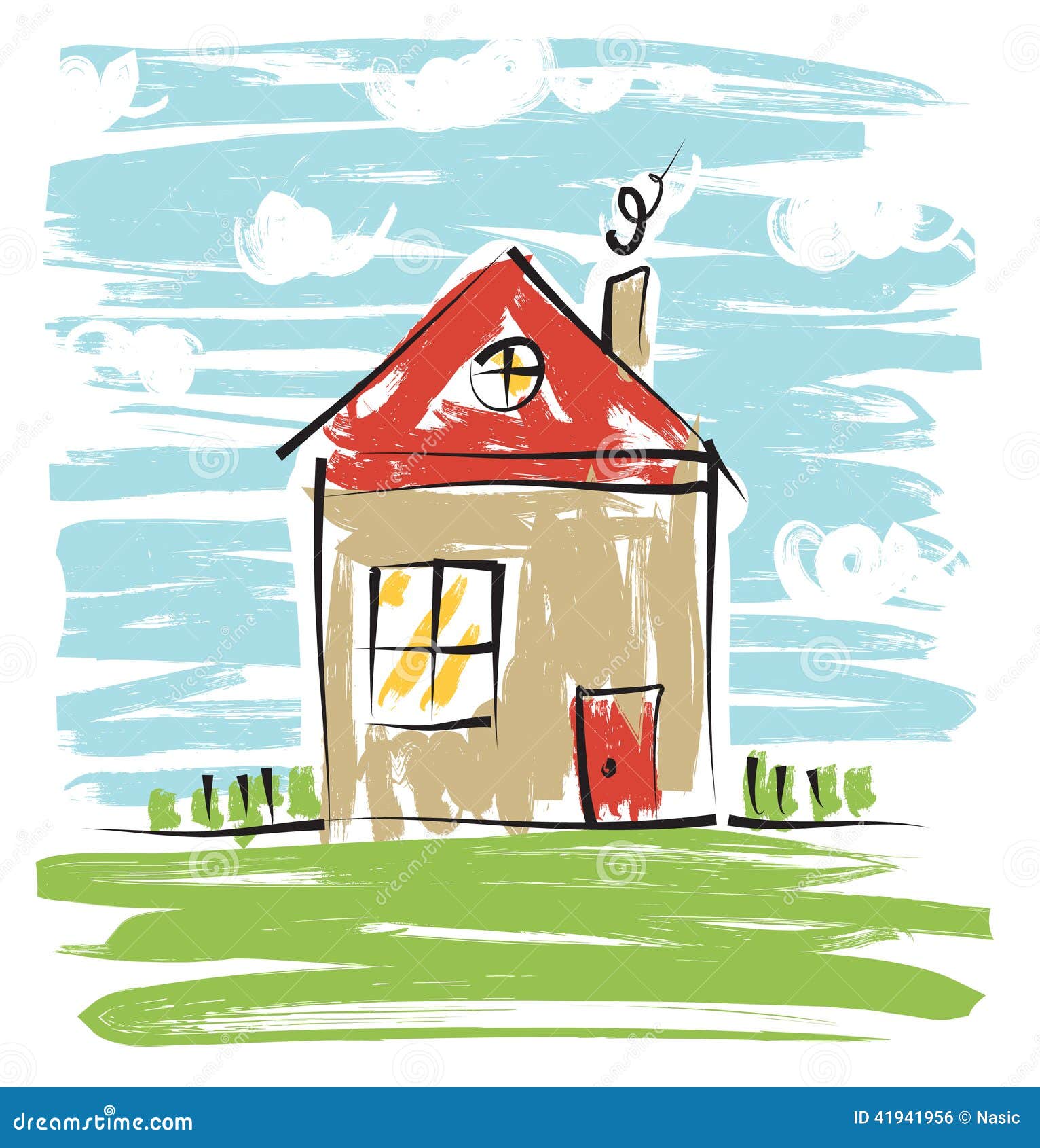 Casa Colorida, Dibujo De Los Niños Ilustración del Vector Ilustración