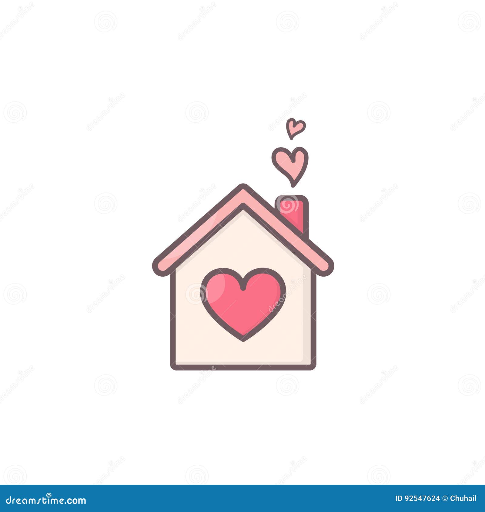 Casa Con Los Corazones Dentro Ilustración del Vector Ilustración de