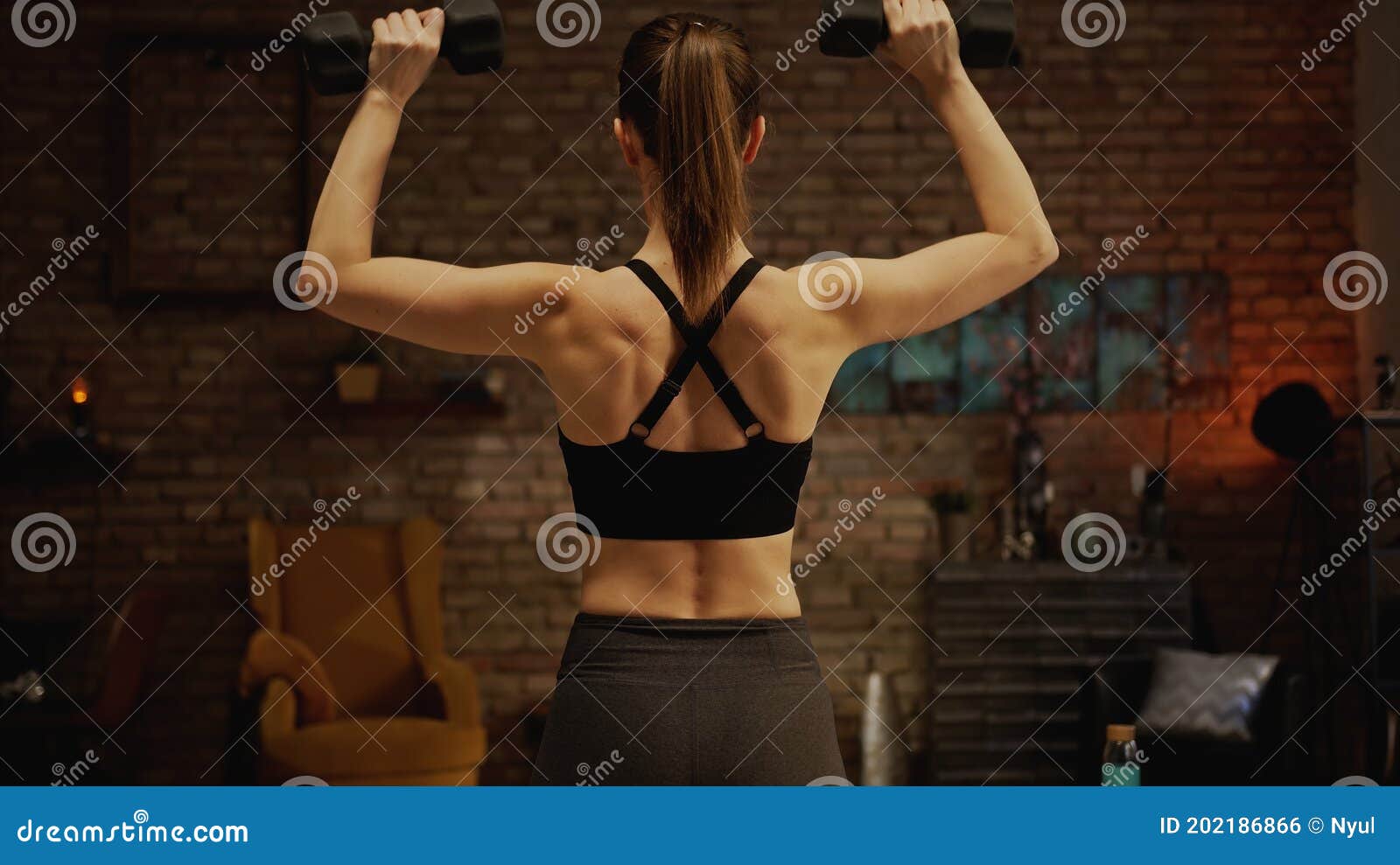 Vamos cascada Resentimiento Casa De Entrenamiento Muscular De Fitness De La Mujer De Espalda Foto de  archivo - Imagen de sano, adulto: 202186866