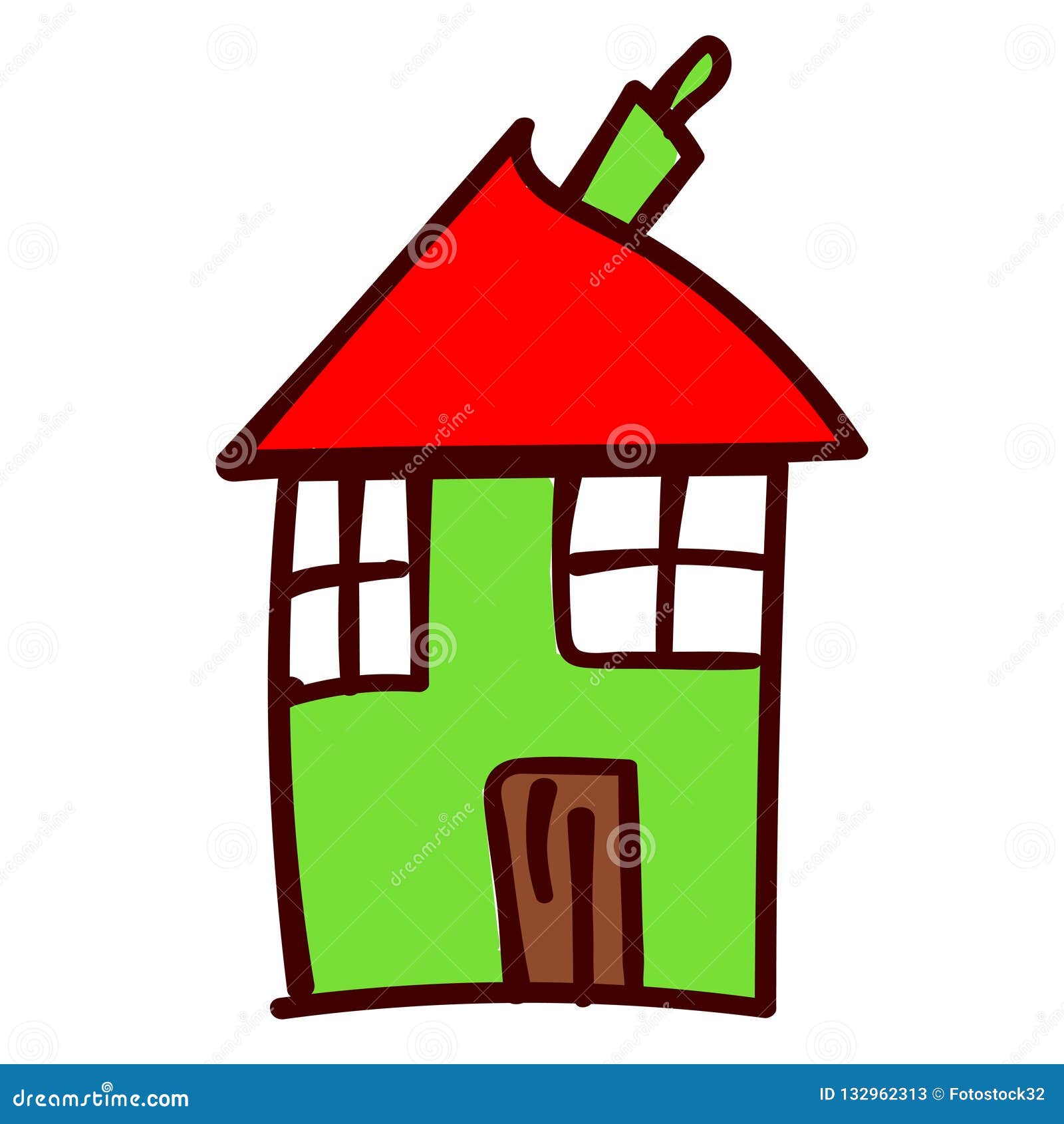 Casa En El Estilo De Los Dibujos De Los Niños Ilustración del Vector -  Ilustración de infantil, aldea: 132962313