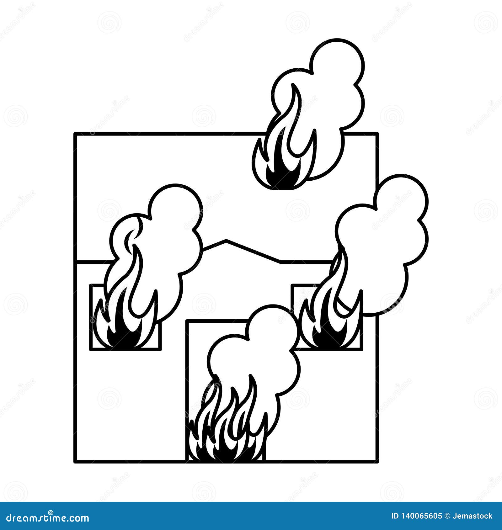 Casa Nos Desenhos Animados Do Fogo Preto E Branco Ilustração do Vetor -  Ilustração de temperatura, amarelo: 140065605