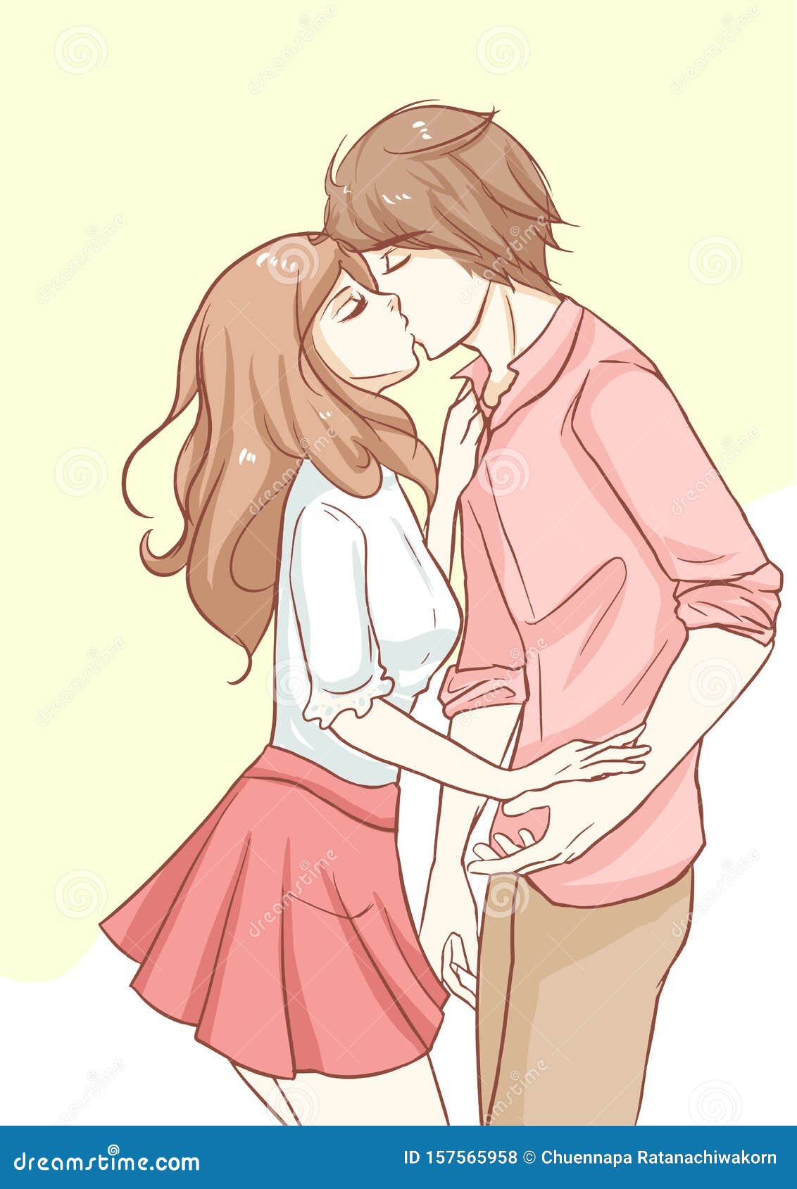 Casal Beija Cartoon Estilo Anime PNG , Doce, Romântico, Rapaz Imagem PNG e  PSD Para Download Gratuito