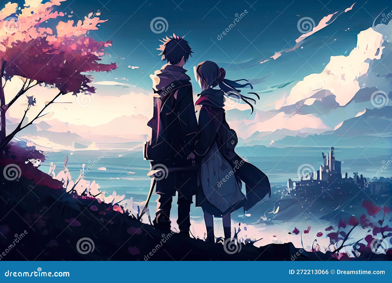 Beijo De Casal De Animes Fechar. Ai Generativo Foto de Stock