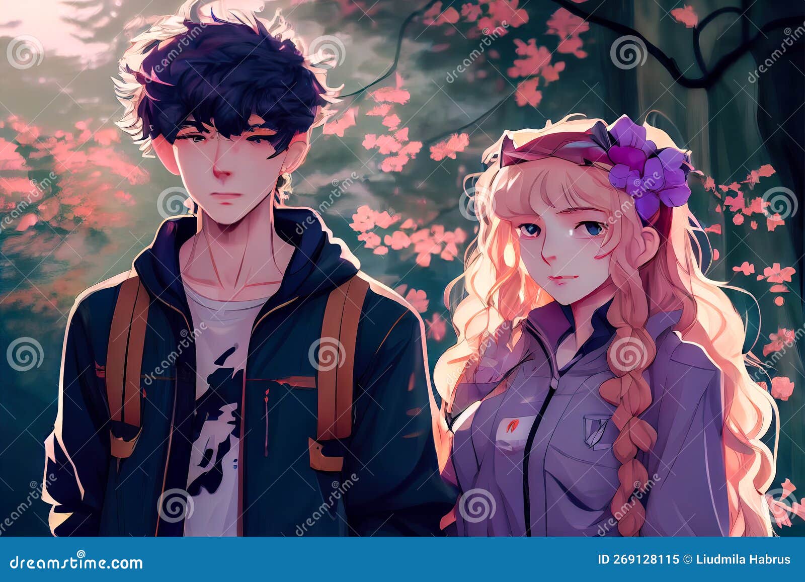 Ilustração De Desenho Animado Original De Um Casal De Anime