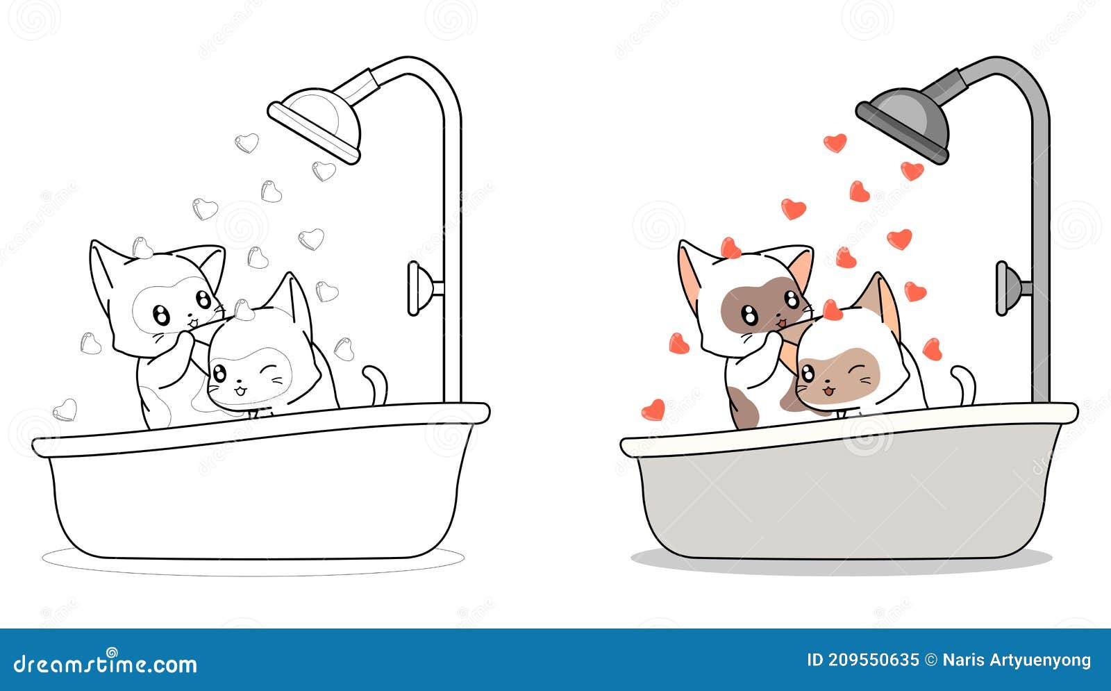 Desenhos animados de um casal de gatos fofos