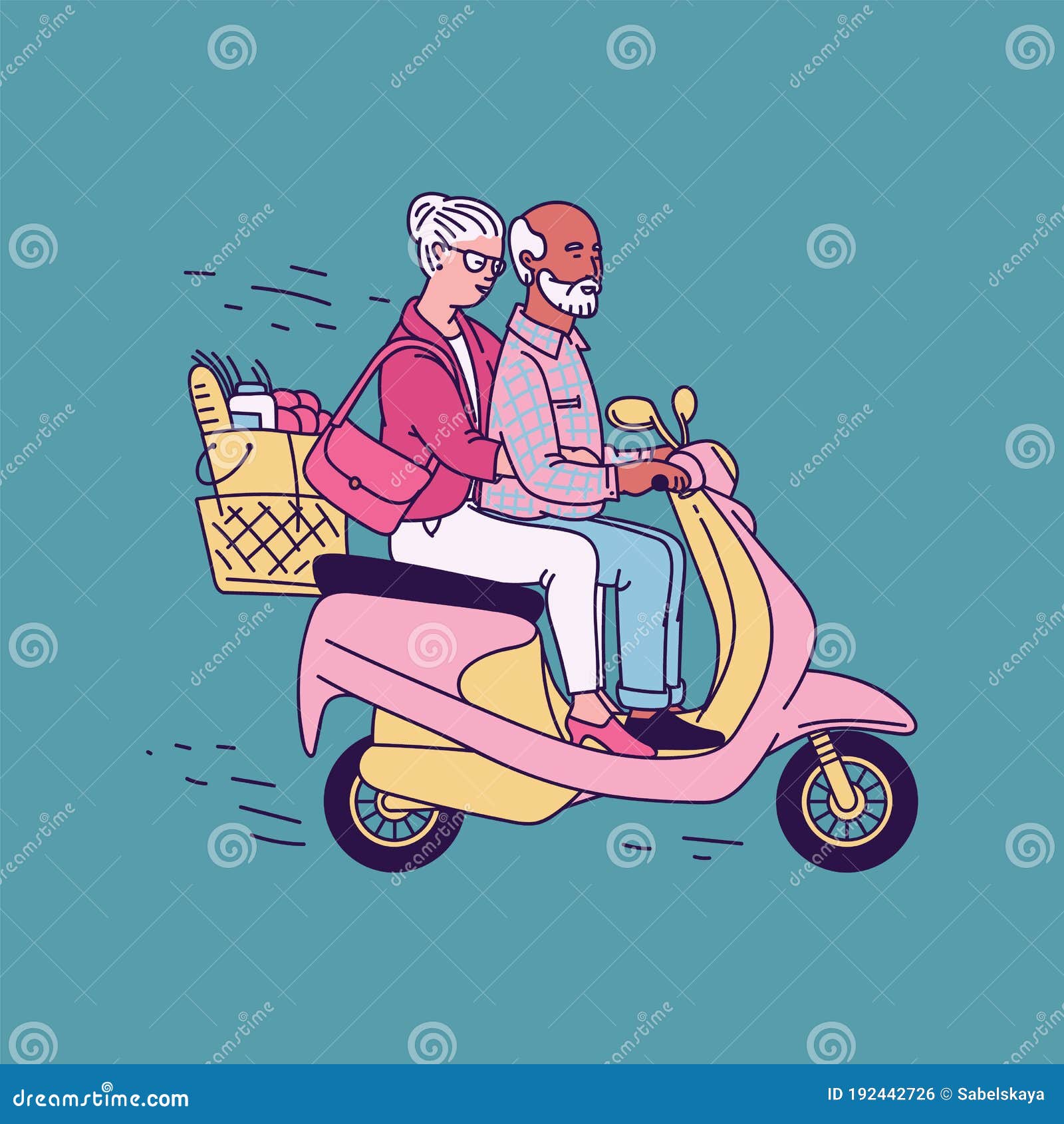 Desenho de homem andando de moto