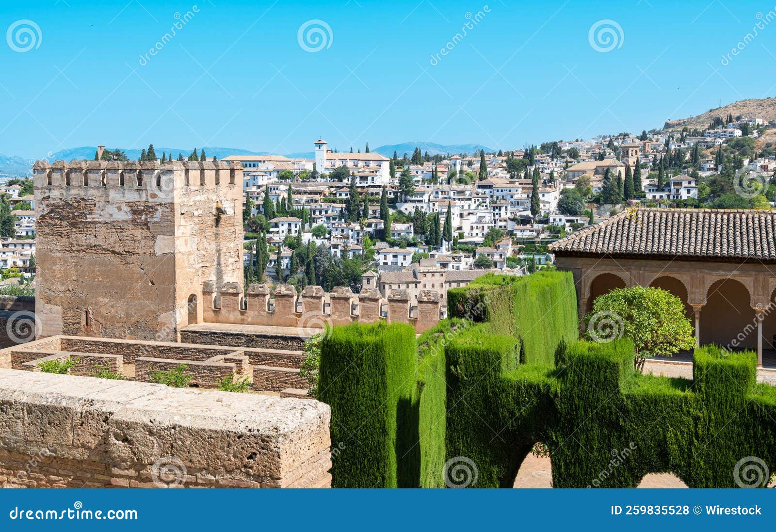 casas blancas de la ciudad de granada vistas desde la alhambra e