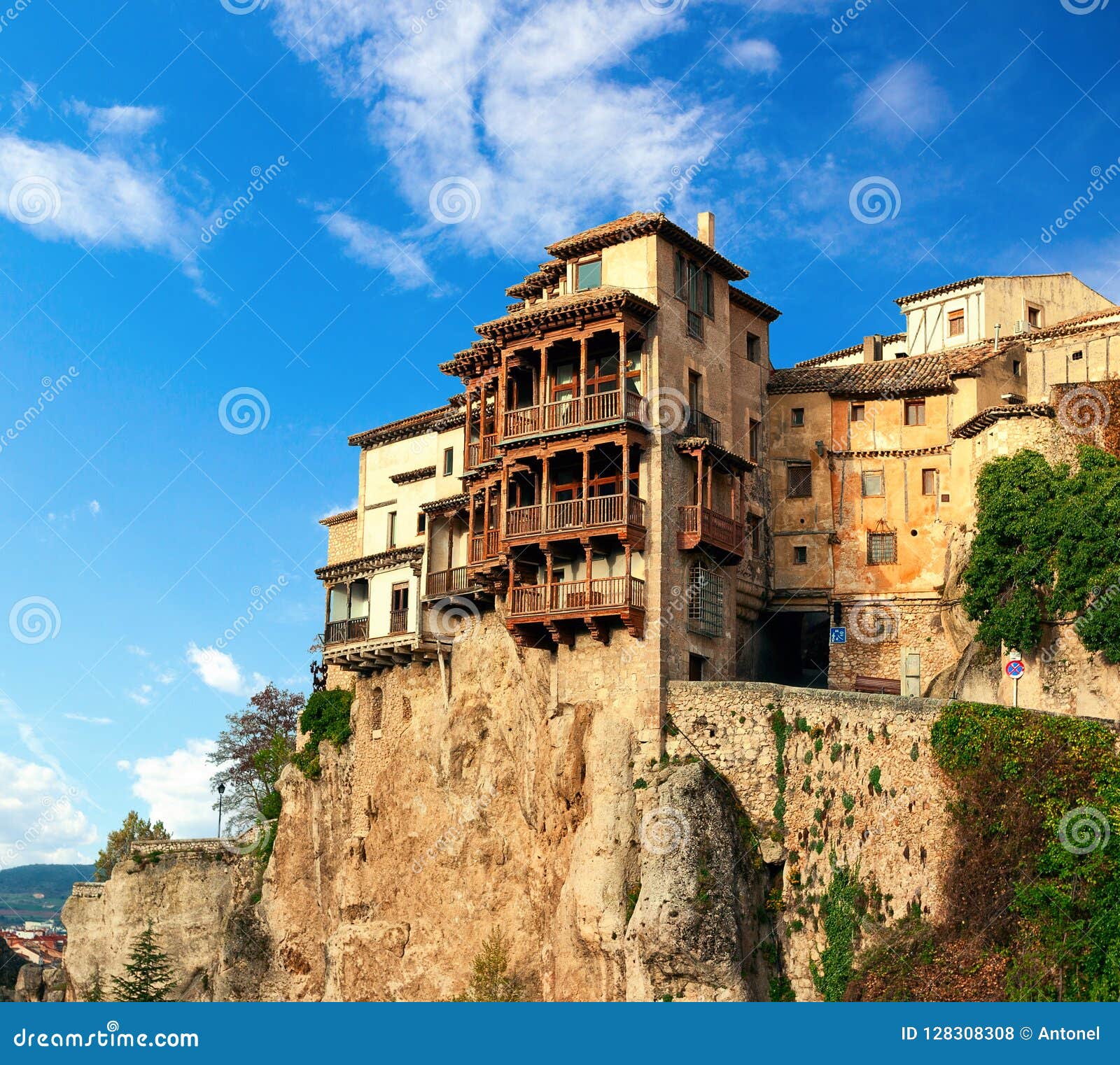 the casas colgadas hanging houses. hanging houses in the medieval town of cuenca, castilla la mancha, spain