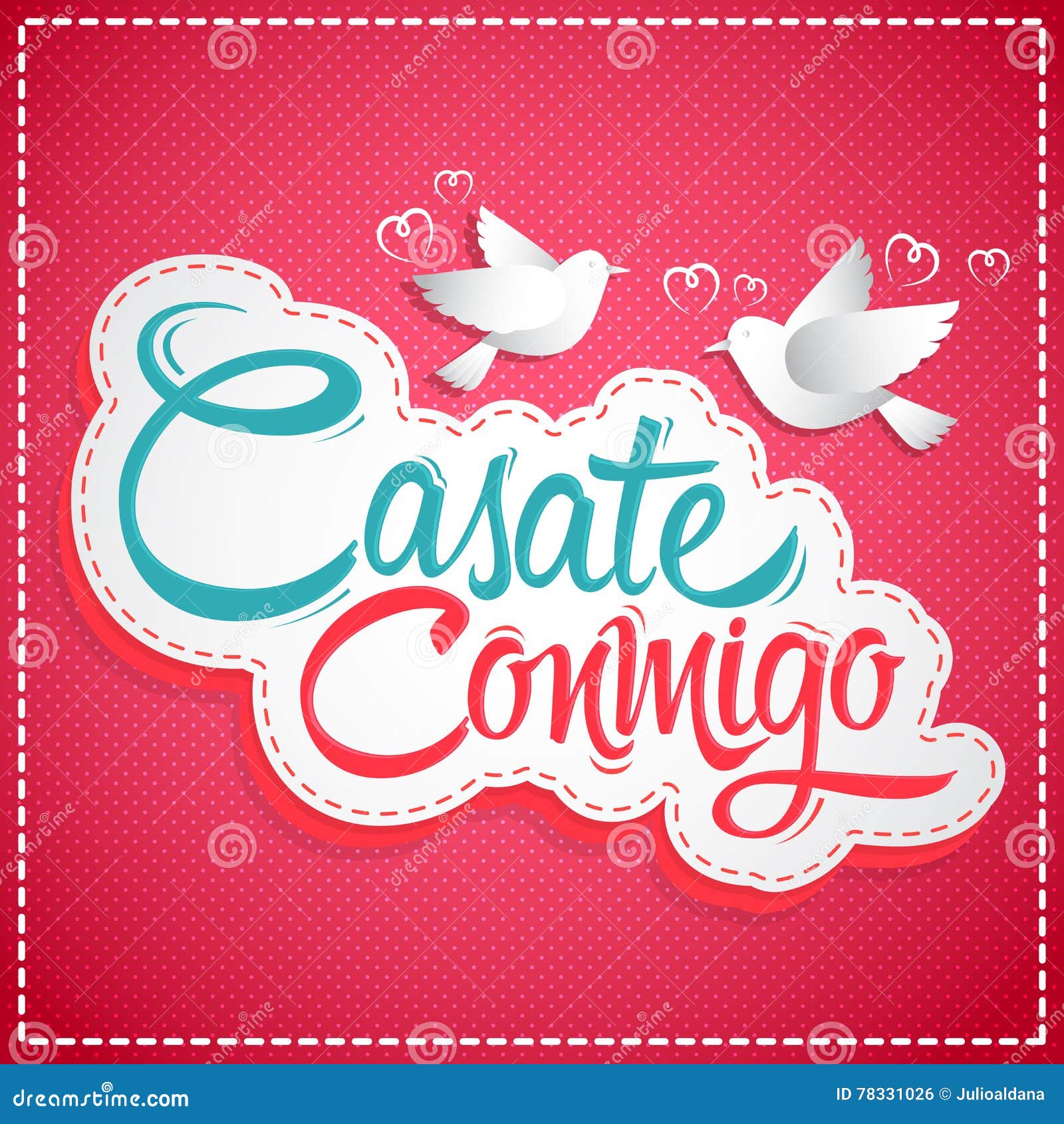 Casate Conmigo Cáseme Texto Español Ilustración del Vector