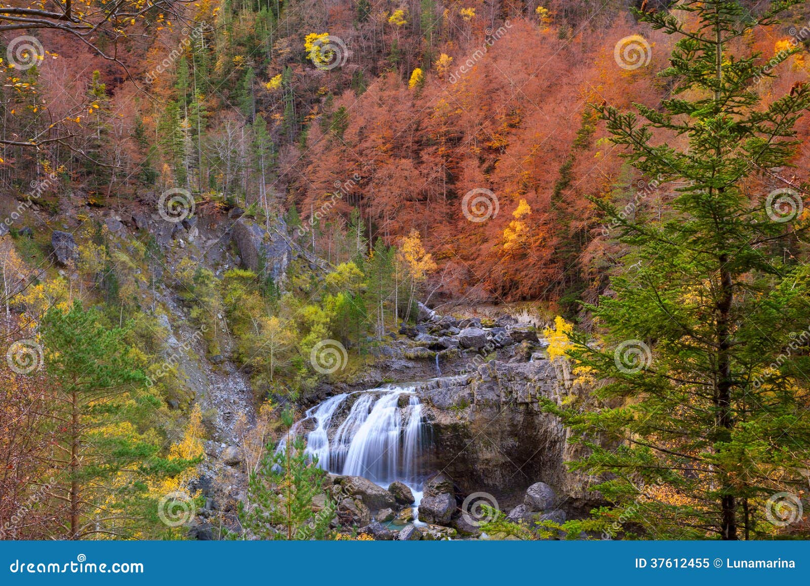 cascada de arripas waterfall in ordesa valley pyrenees huesca