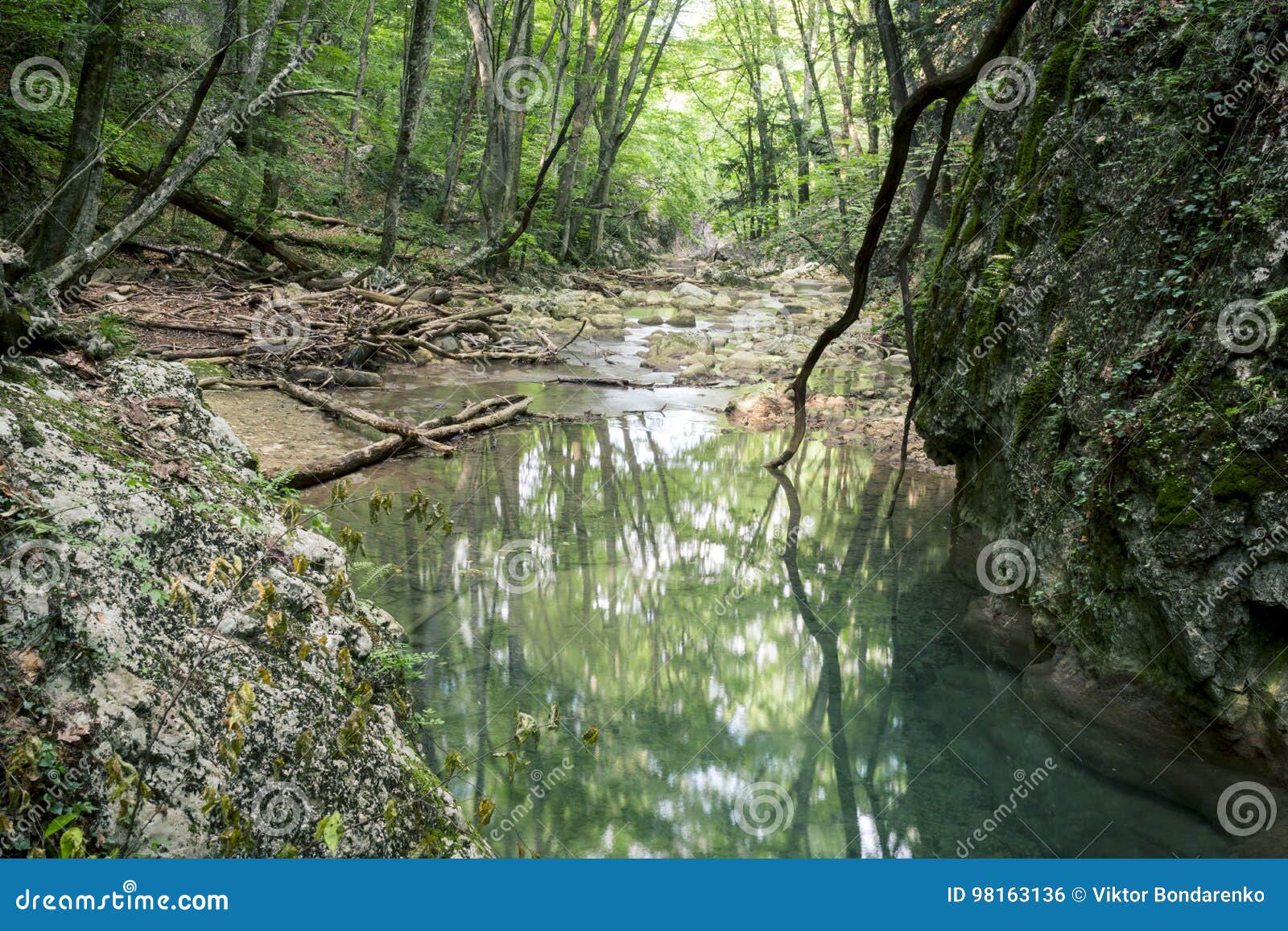 Cascada en un río de la montaña de Crimea. Cascada en un río de la montaña de Grand Canyon crimeo