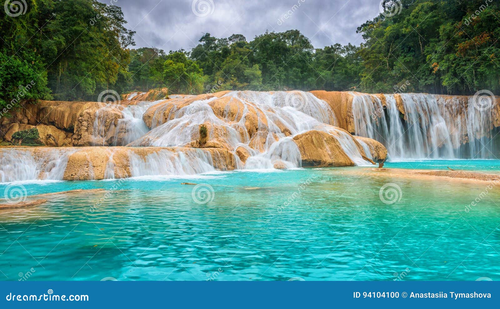 cascadas de agua azul waterfalls. agua azul. yucatan. mexico