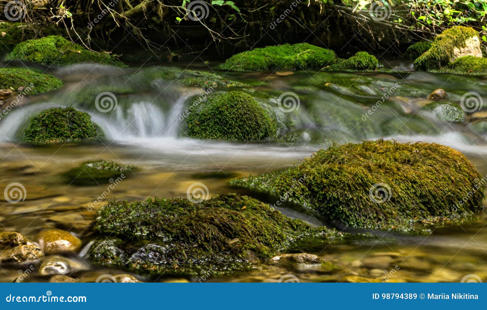 Cascade Falls Over Mossy Rocks Stock Image Image Of Mountain Drop