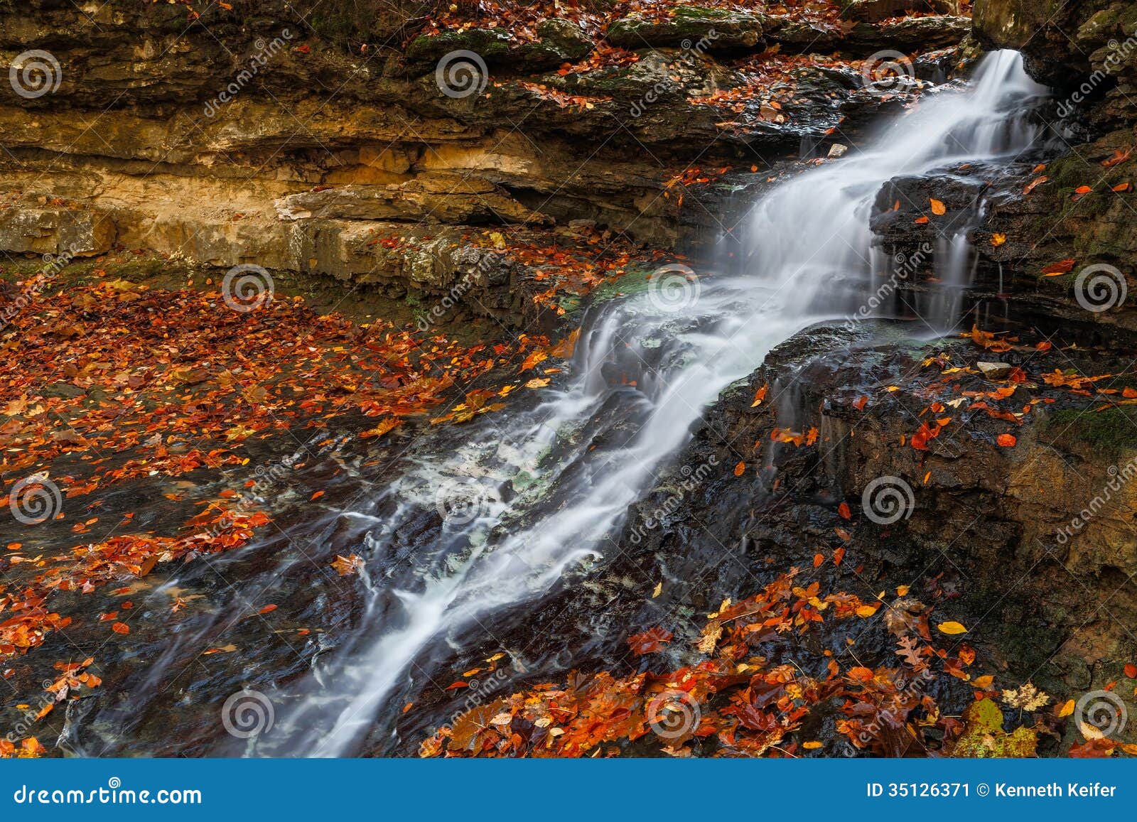 cascading autumn waterfall